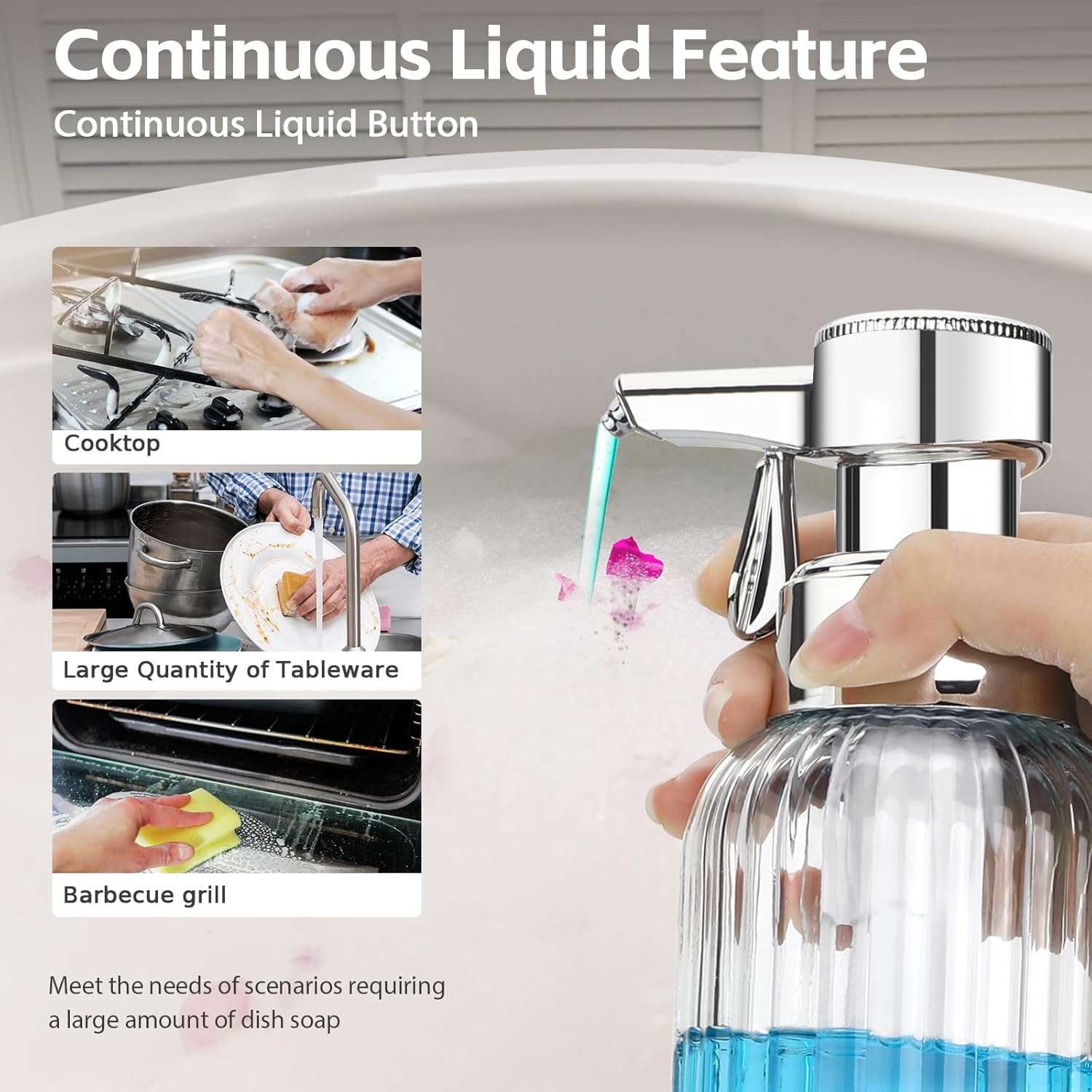 Monstake Touch Operated Soap Dispenser 16 OZ Clear Glass 1