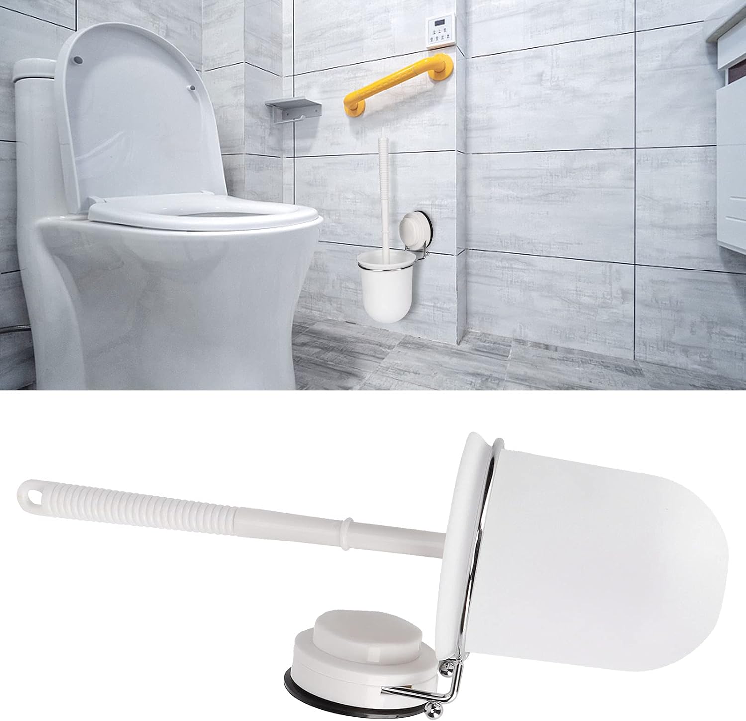 Hilitand Suction Cup Toilet Brush Set with Wall Mount Holder