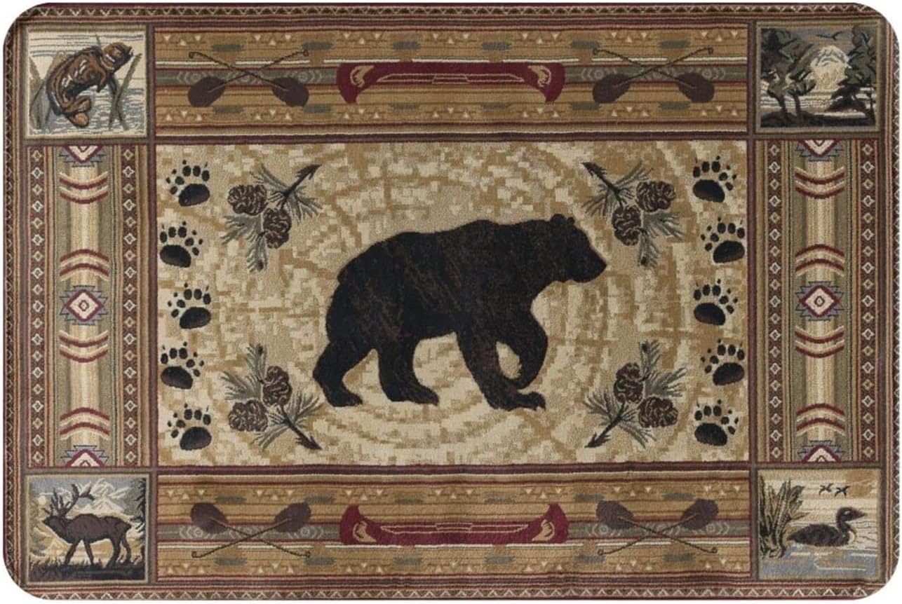 KXO Thicken Memory Foam Bath Mat with Deer Bear Moose Pattern