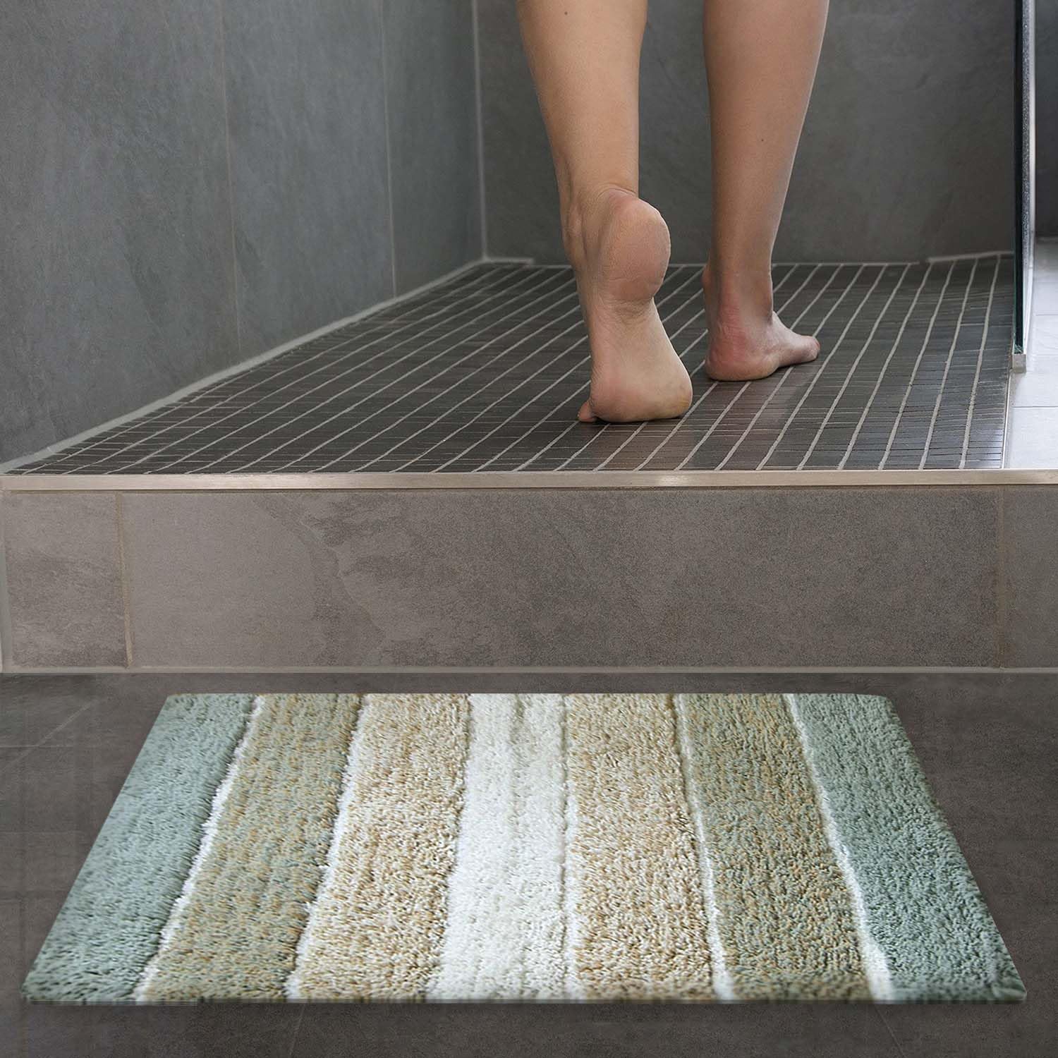 Chardin home Cordural Stripe Bath Mat 17 x 24 Inches