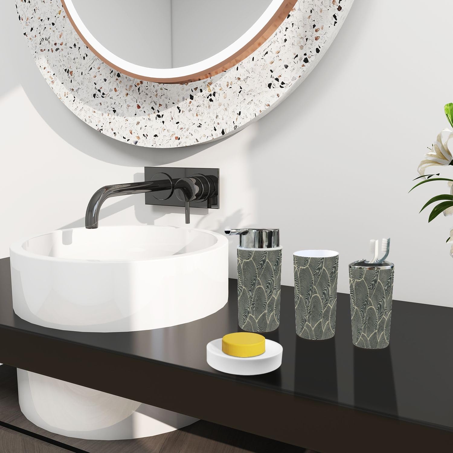 Boho Bathroom Accessory Set 6 Piece 1