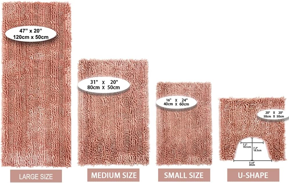 Civkor Pink 24x16 Inch Non Slip Bath Rug