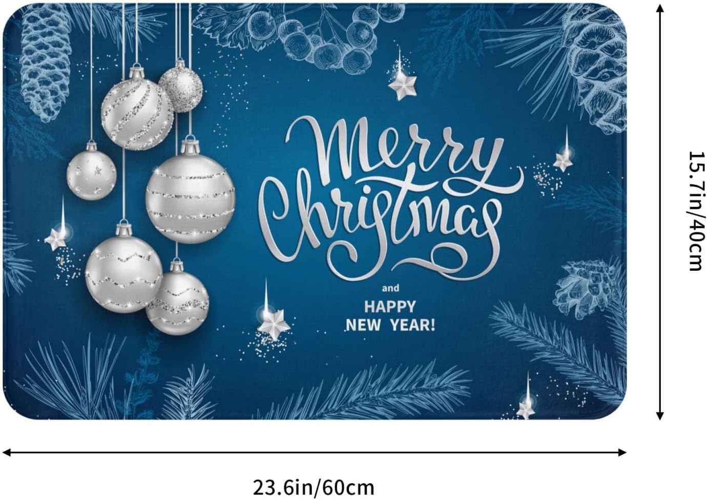 SUPLUCHOM Blue Christmas Ball Bath Rug Non-Slip 157 x 236 Inch