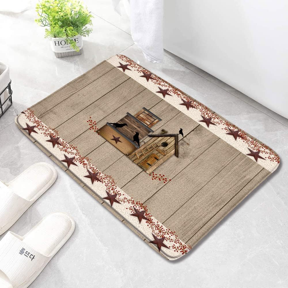 Rustic Farmhouse Red Bird Bath Mat 236 x 157 Inch