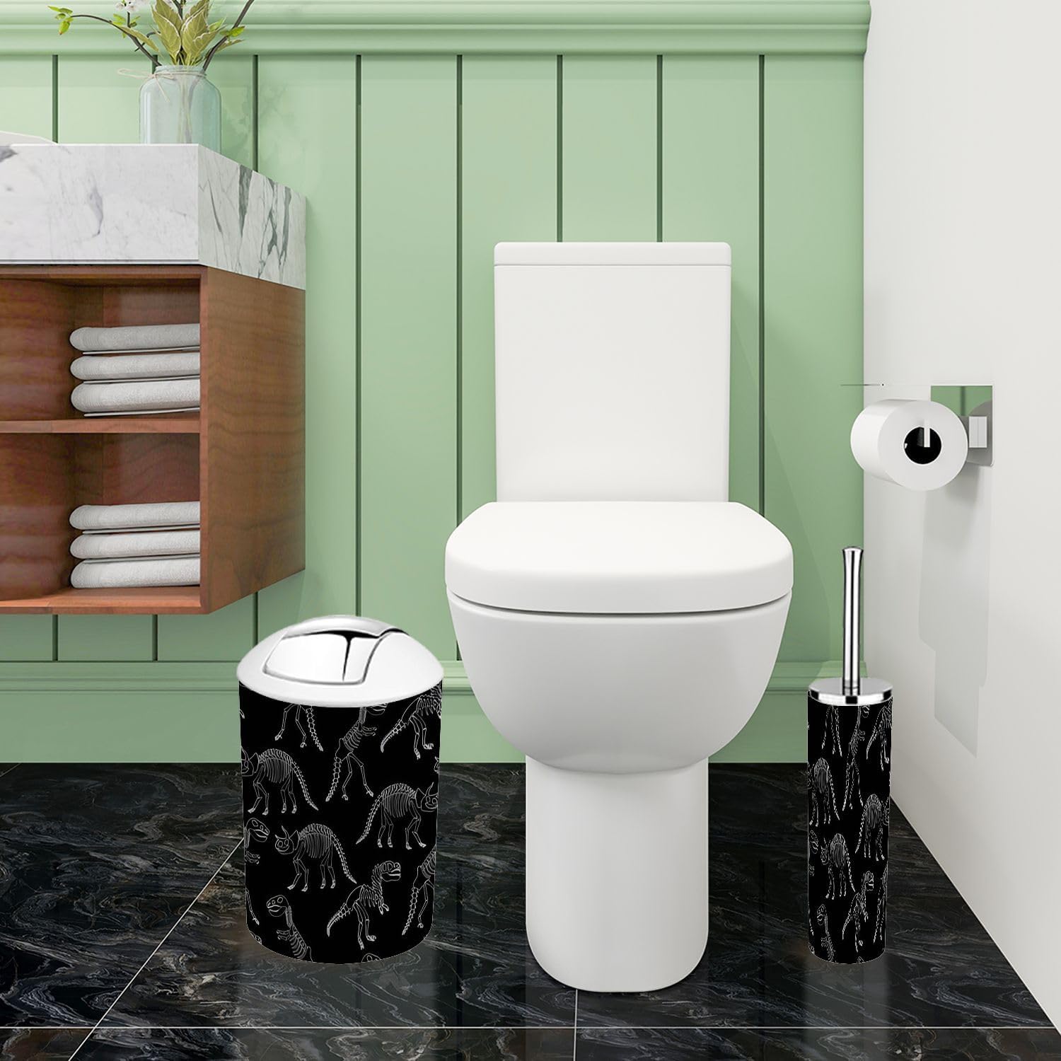 Boho Dinosaur Skeleton Bathroom Accessory Set 6 Piece