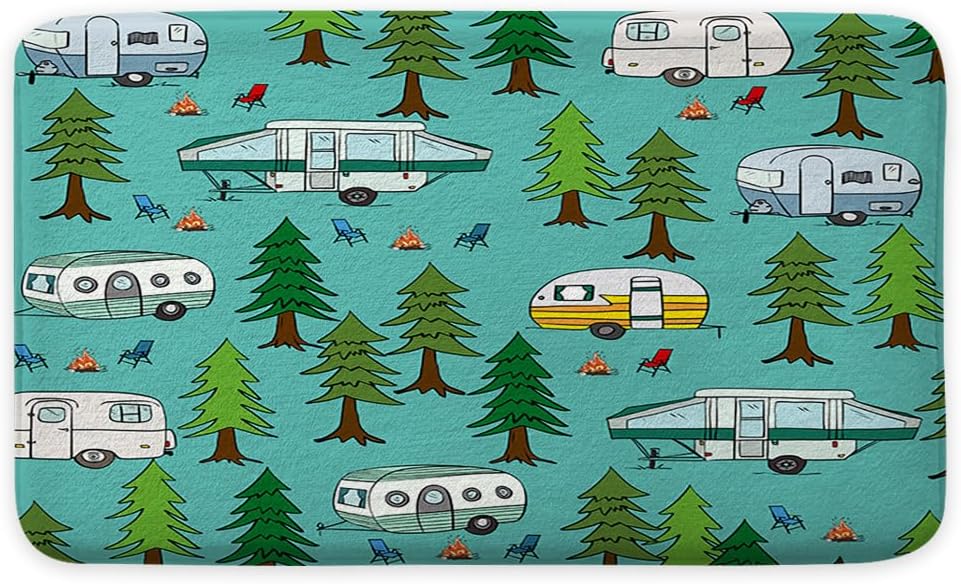 JAWO Happy Camper Bath Mat 16x24 Non-Slip