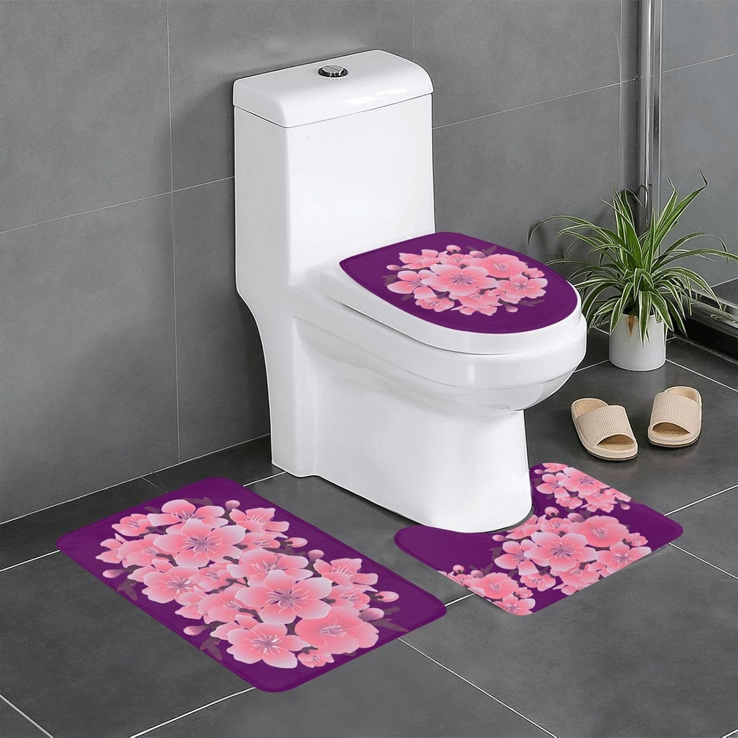 Custom Bath Mat Set 3 Pieces Seagreen Non-Slip Rugs