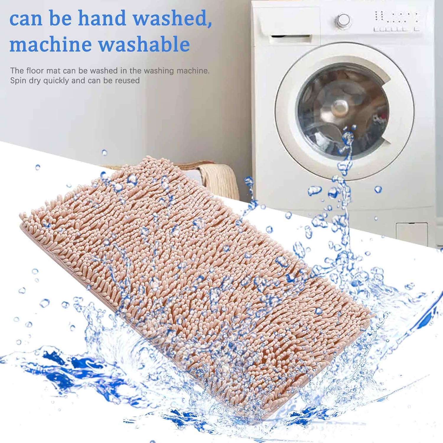 Scceatti Non Slip Bath Mat - Soft Furry Absorbent Kitchen Rug