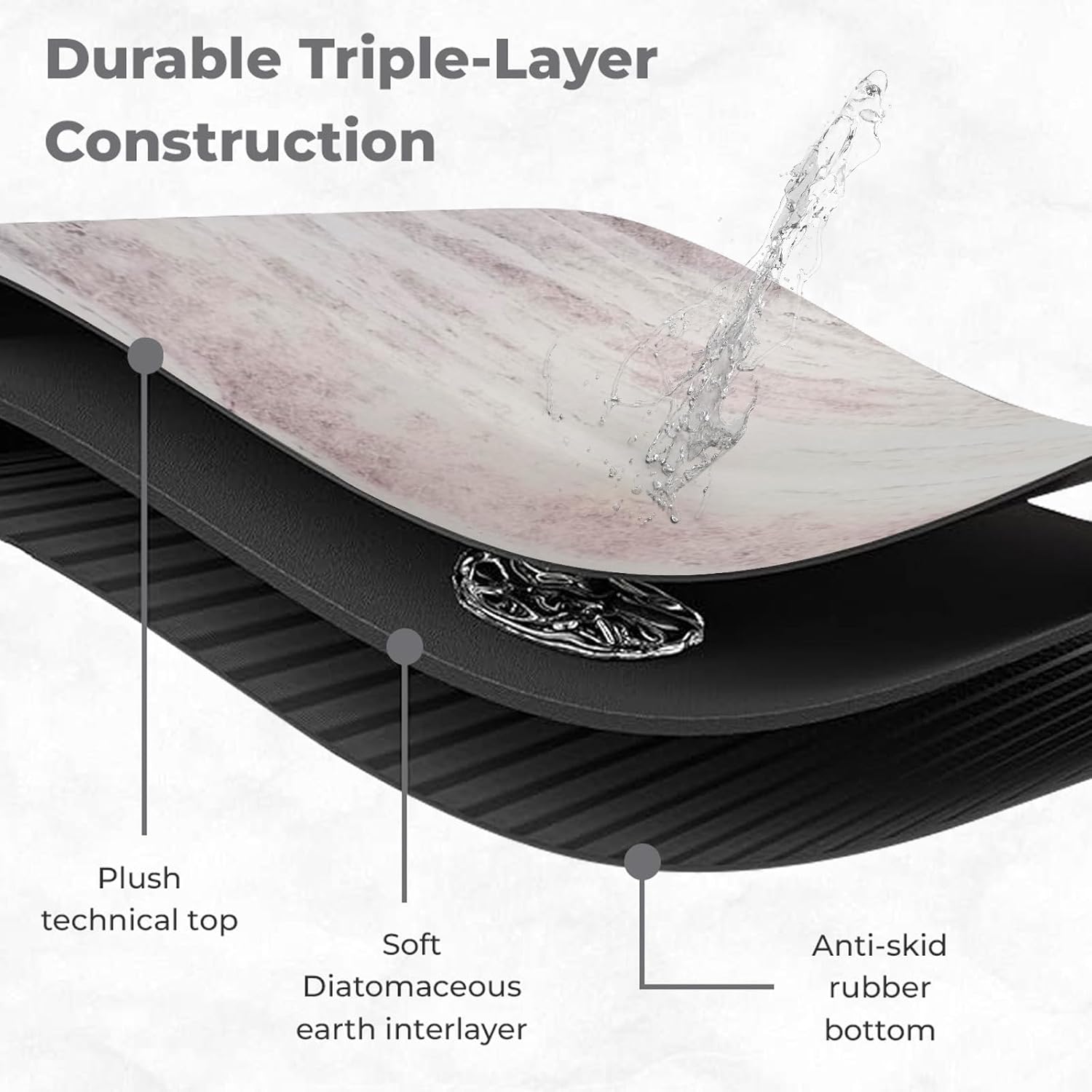 Soft Diatomaceous Earth Bath Mat 24x17 Inches