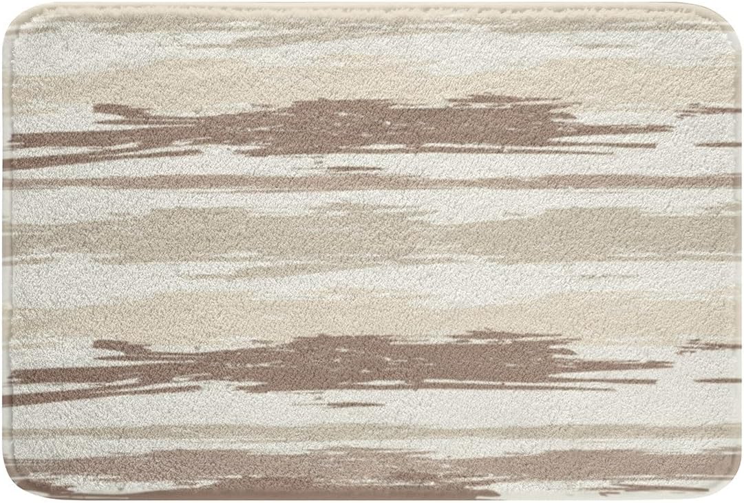 Abstract Brown Bathroom Rugs 16x24 Modern