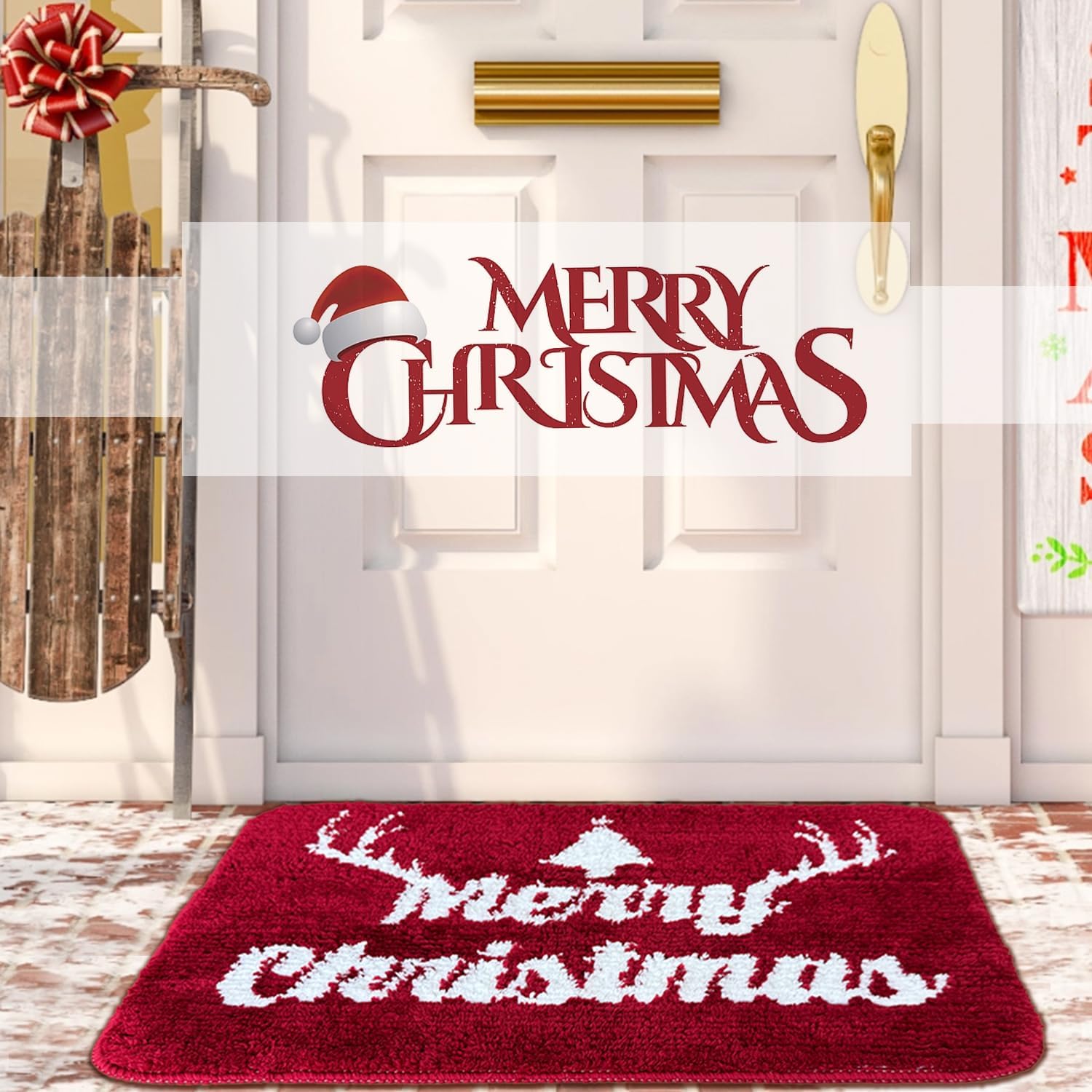 BOANKODU Christmas Bath Mat 20x32 Inches