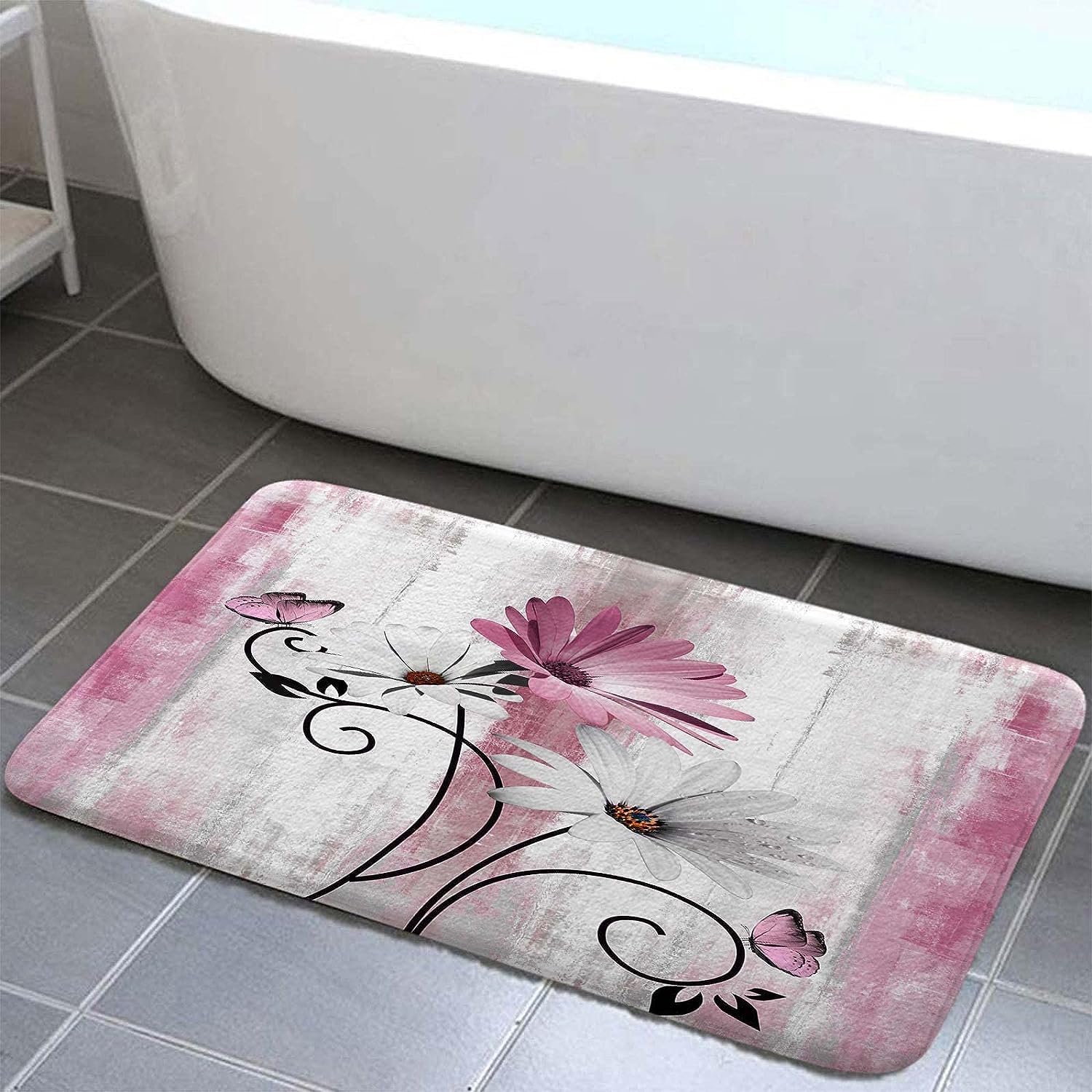 VeiVian Farmhouse Bath Mat 16X24IN Soft Non-Slip