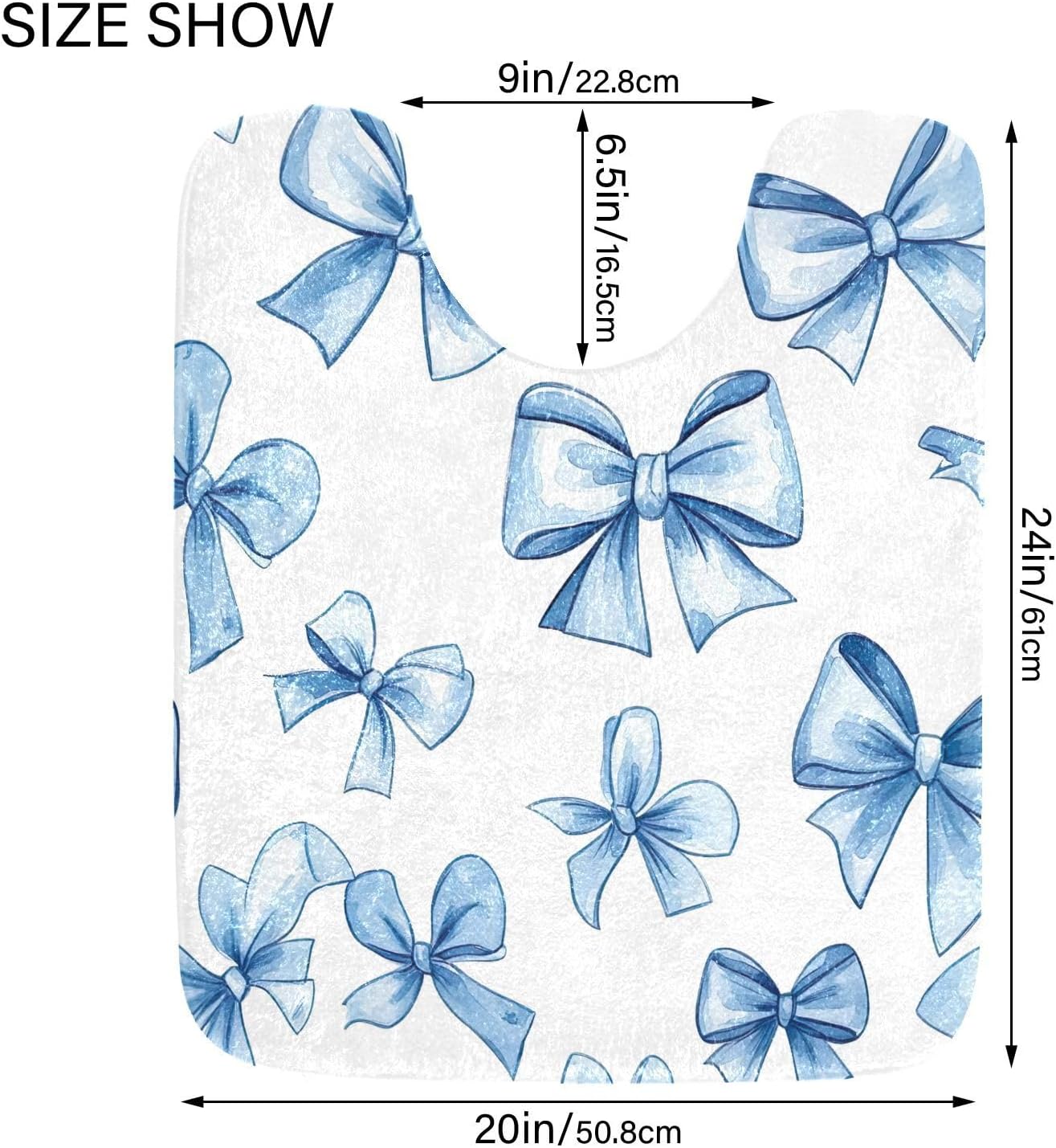 YETTASBIN Blue Bow Rectangle Bath Mat Set 1
