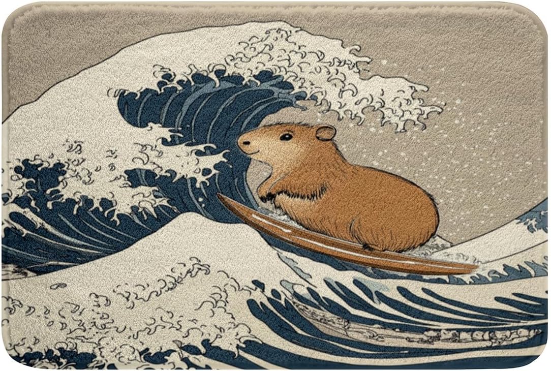 Capybara Bath Mat for Kids 16x24 inch Funny Animal Bathroom Rug