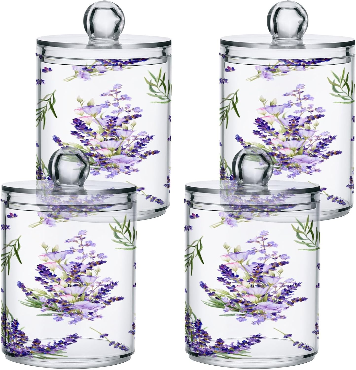 YETTASBIN Lavender Clear Plastic Apothecary Jars 2 Pack