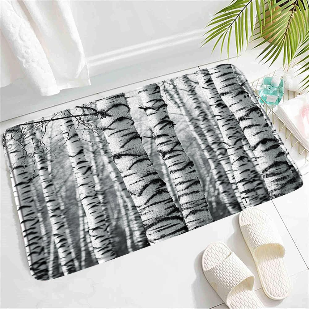 SATRTUD Birch Tree Bath Mat 24x16 Inch Non-Slip