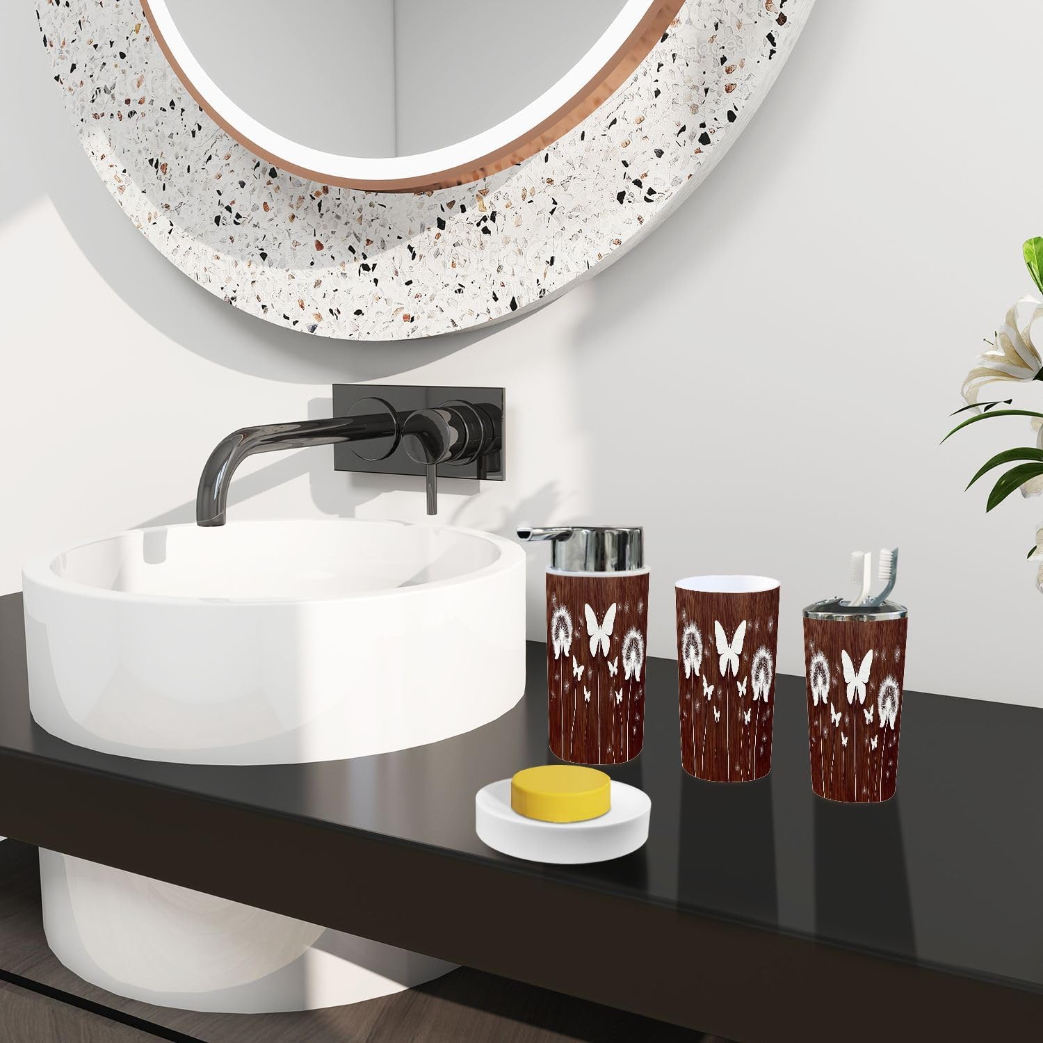 Boho Modern Bathroom Accessory Set 6 Piece