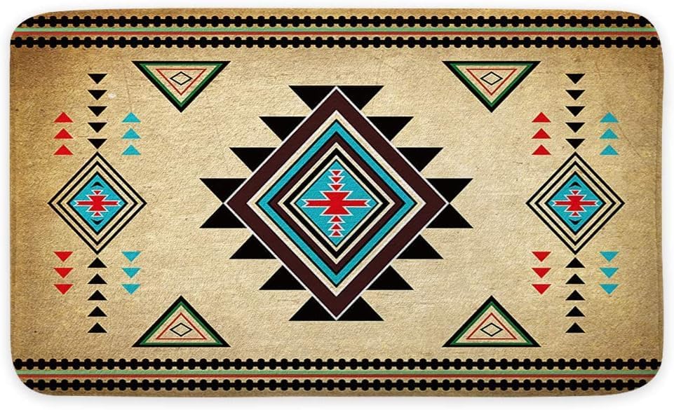 JAWO Southwest Pattern Bath Rug with Non-Slip Backing