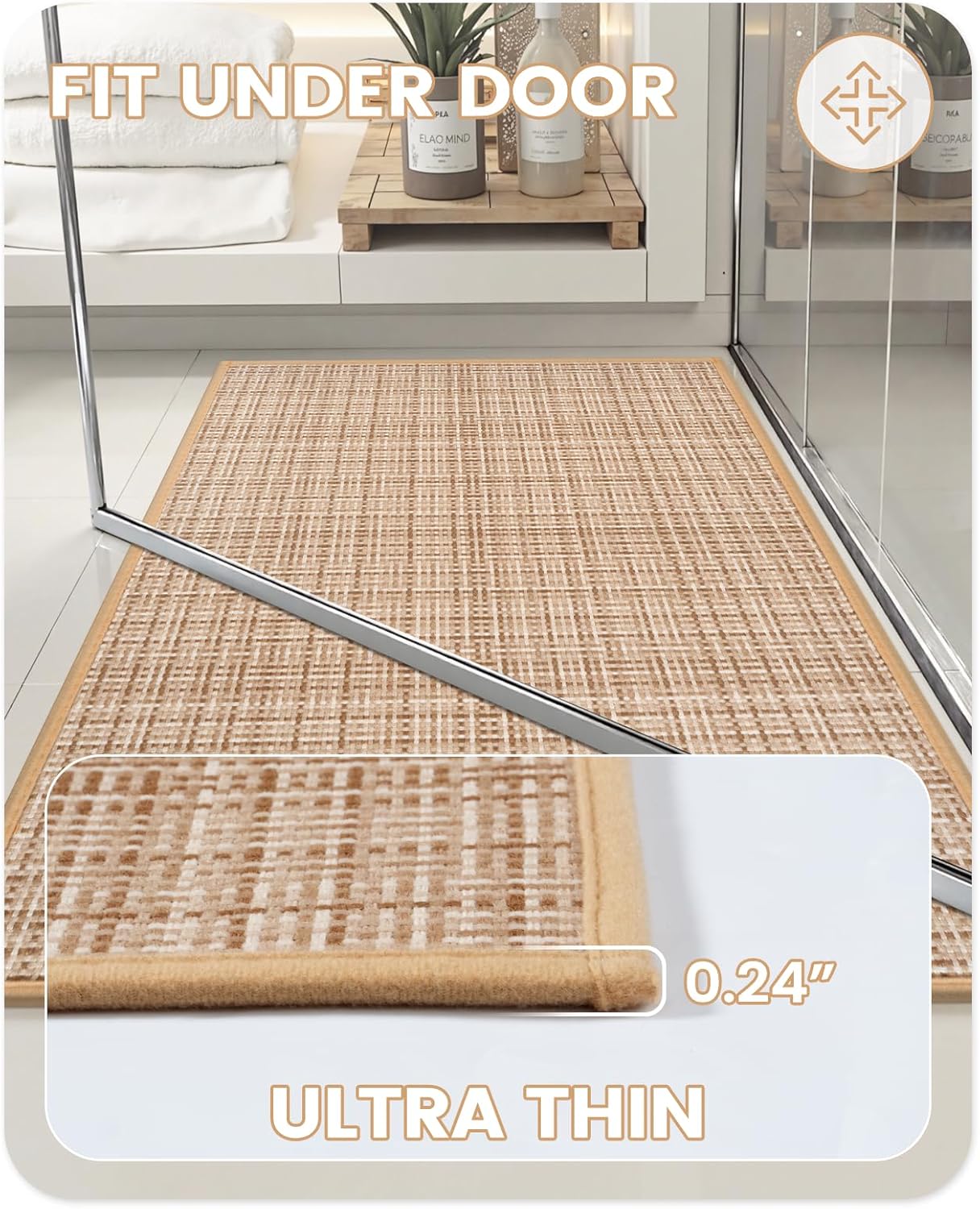 Uphome Non-Slip Bathroom Rug with Rubber Backing 16x24 inch