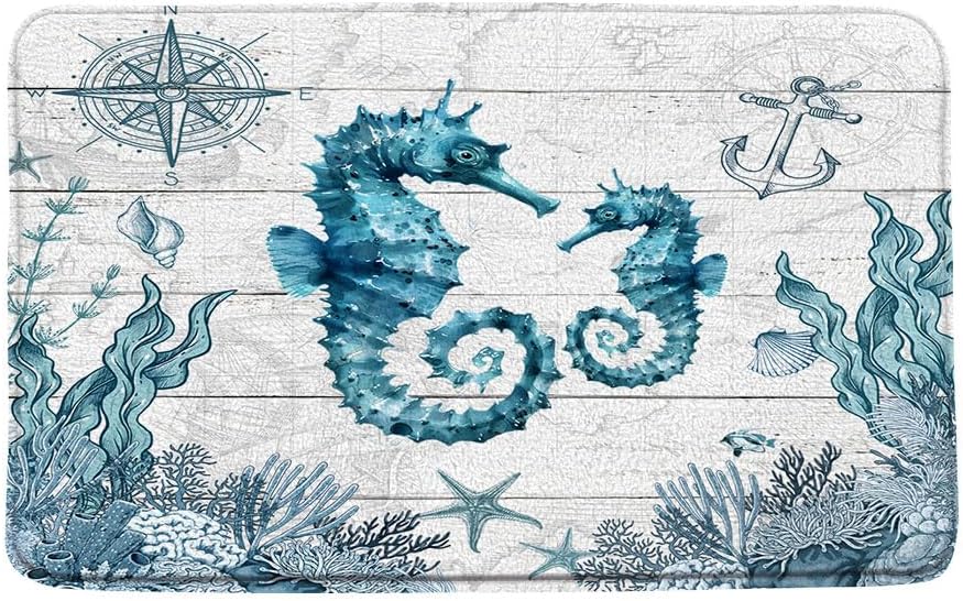 Coastal Seahorse Bath Mat 16x24 Inch