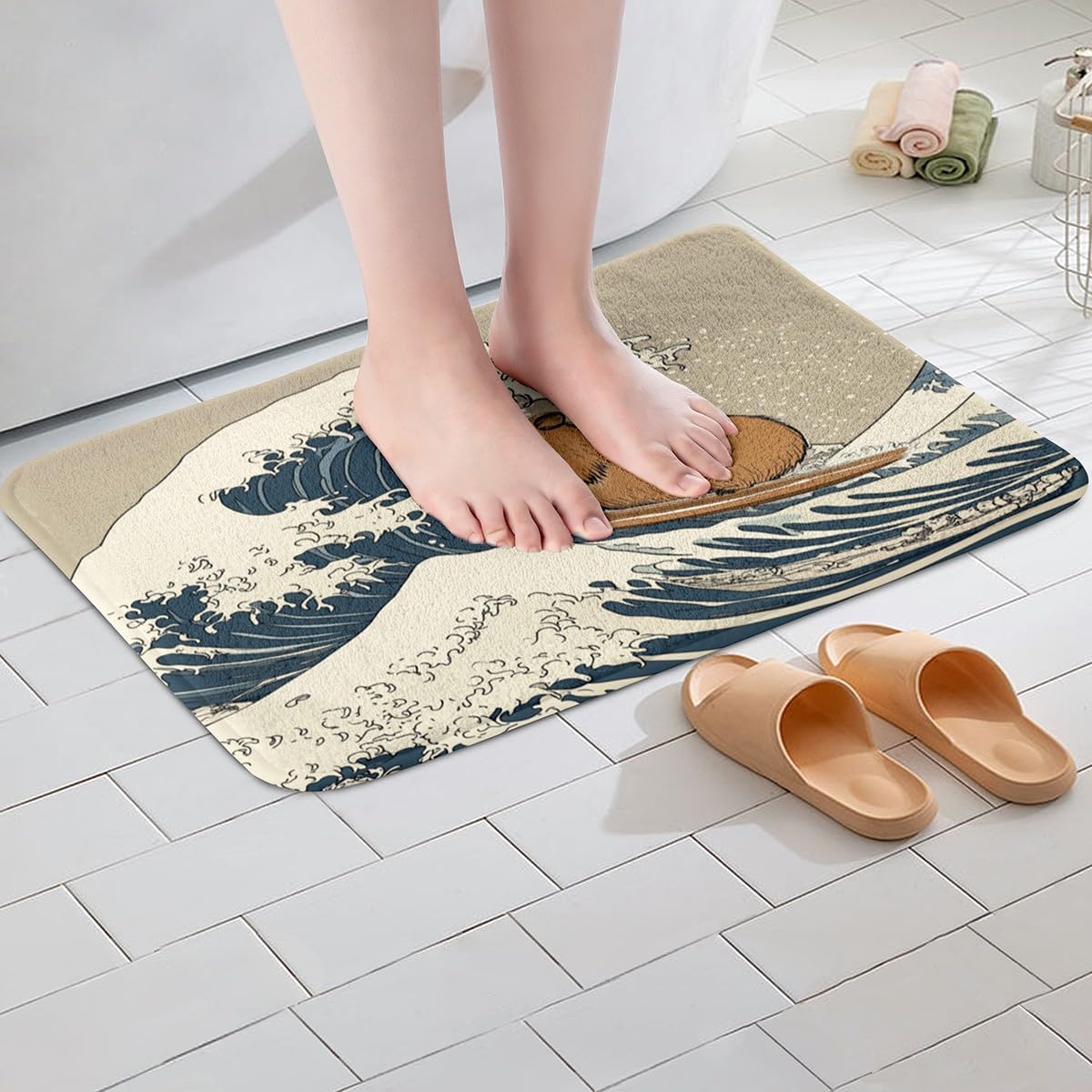 Capybara Bath Mat for Kids 16x24 inch Funny Animal Bathroom Rug