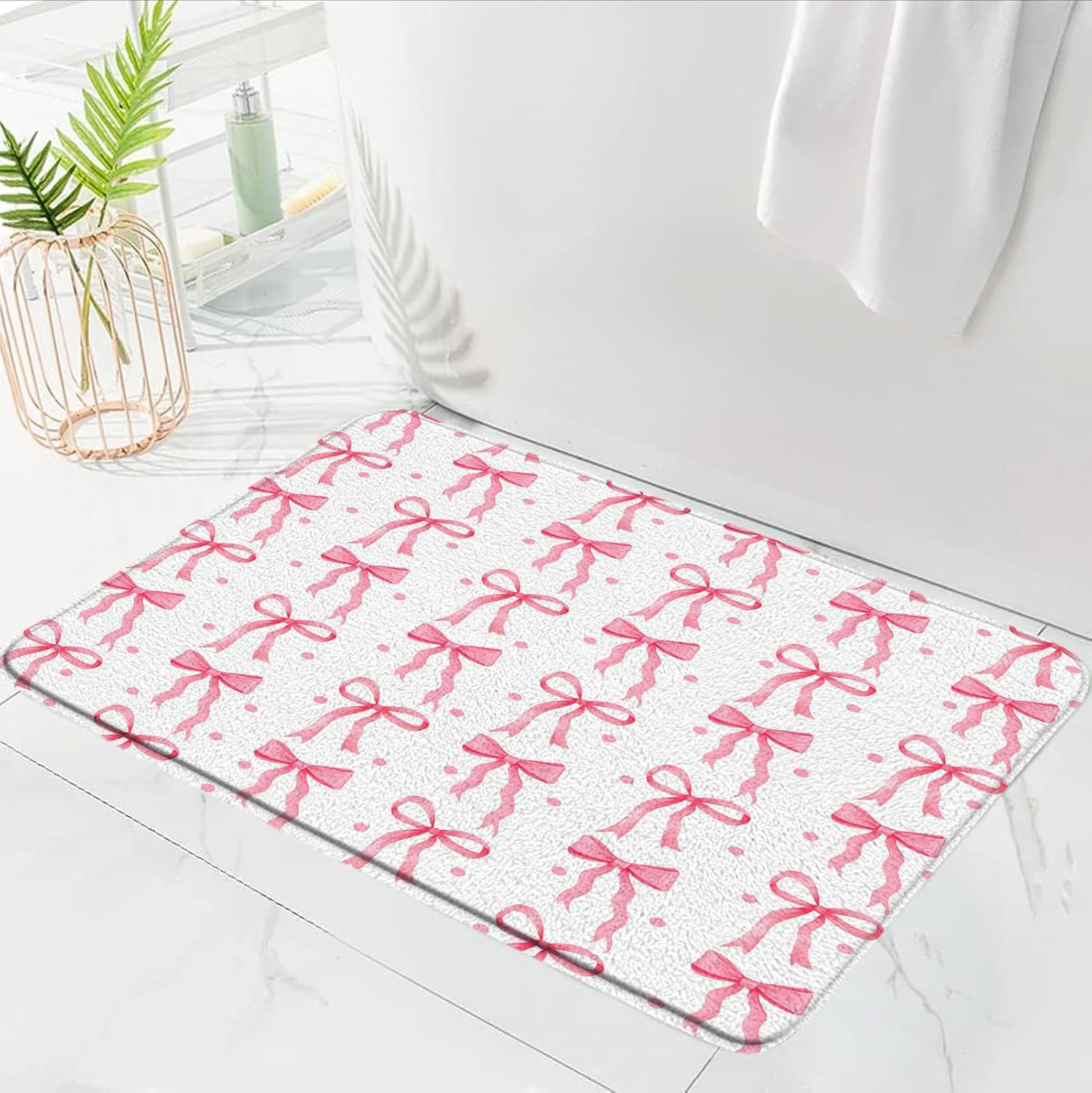 AEMBEE Pink Bow Bath Mat 178x295 Inch