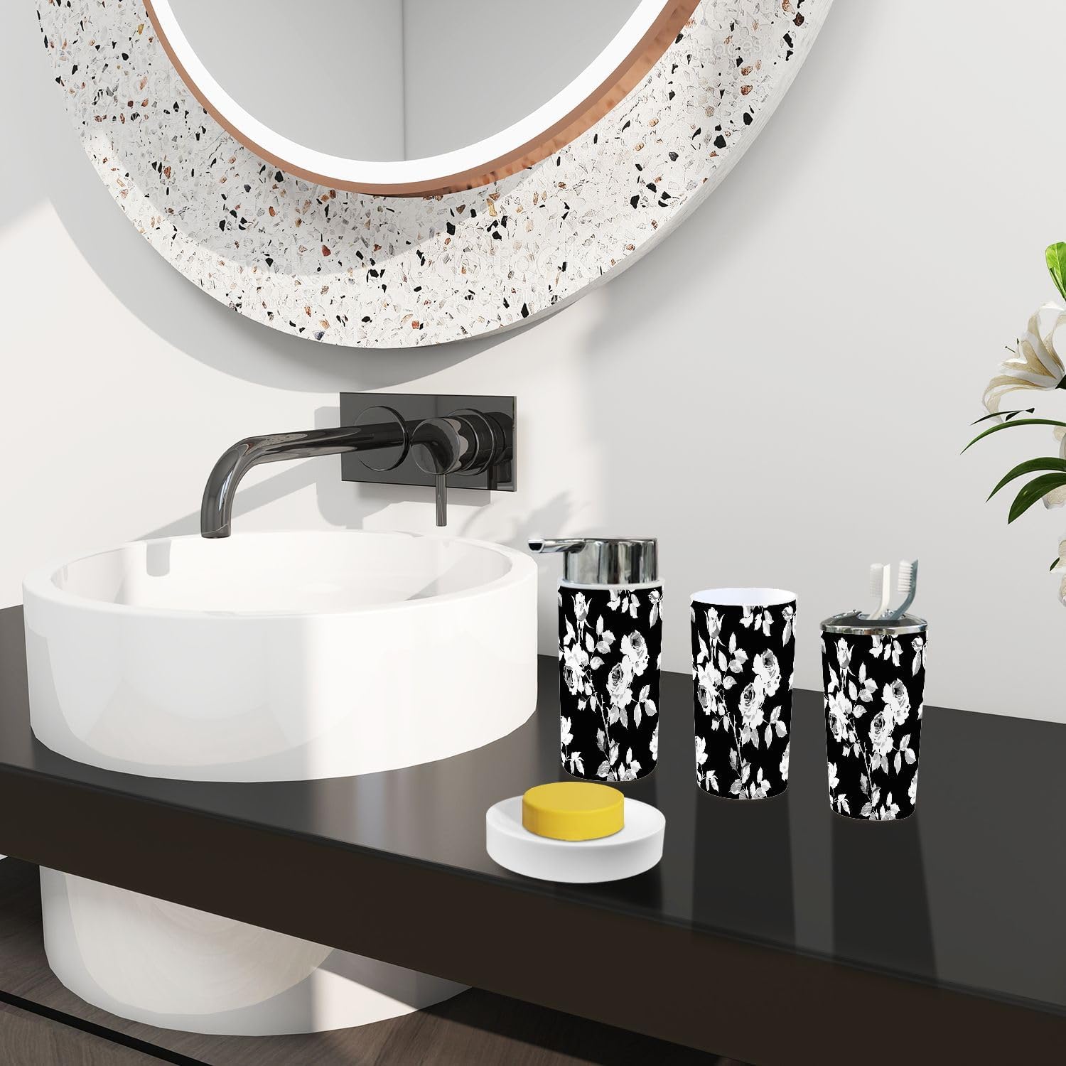 Boho Bathroom Accessory Set 6 Piece Modern Decor 1