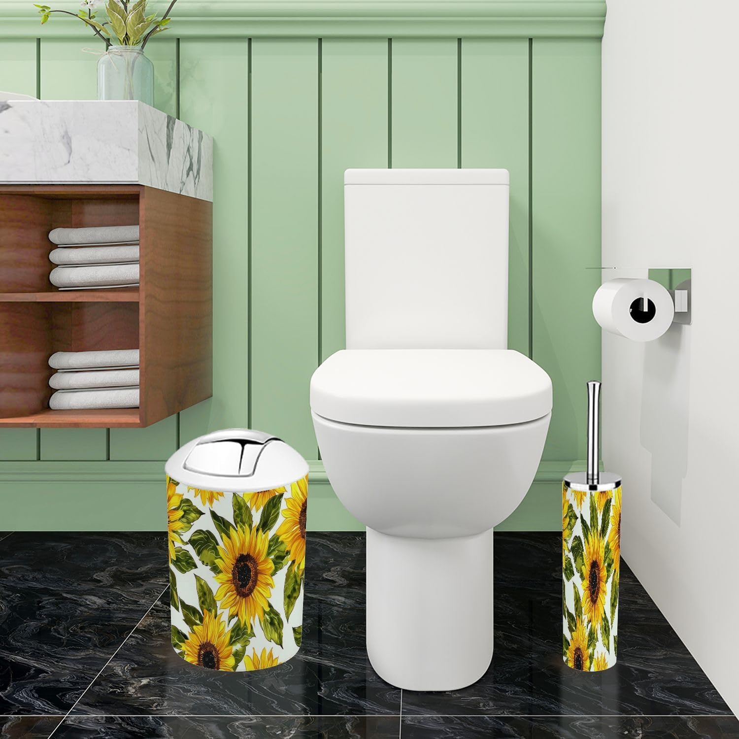 Boho Sunflowers Bathroom Accessory Set 6 Piece