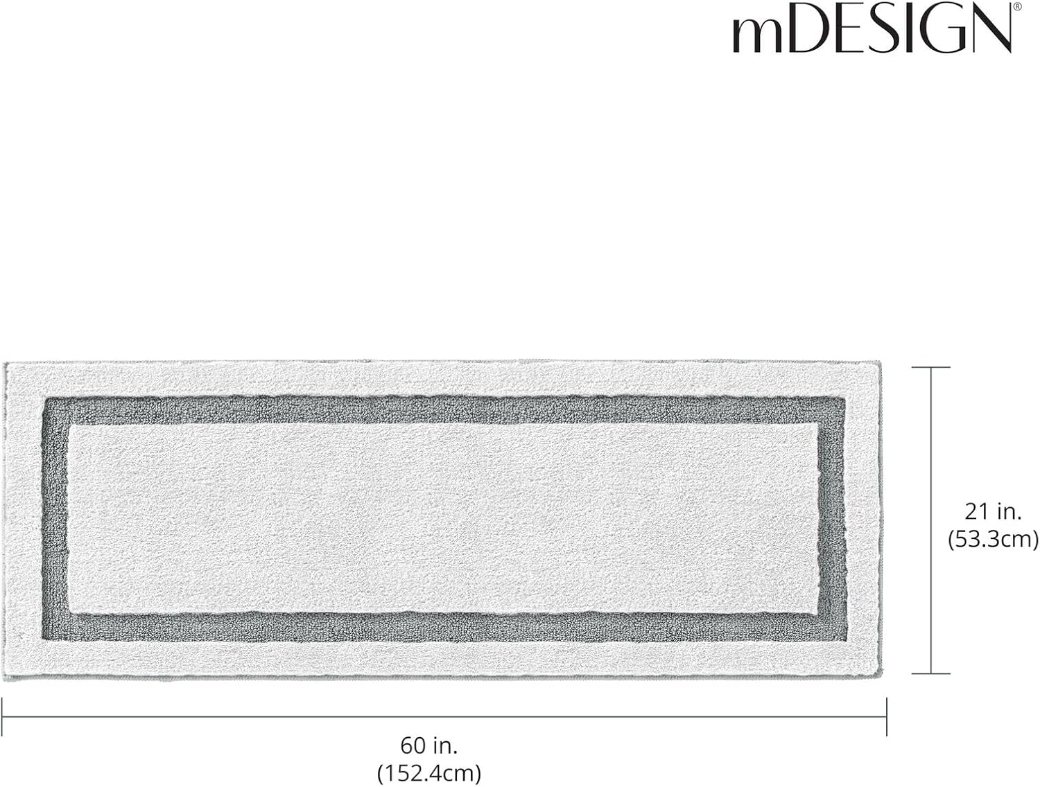 mDesign Hydra Bath Rug - Non-Skid Extra Long Machine Washable