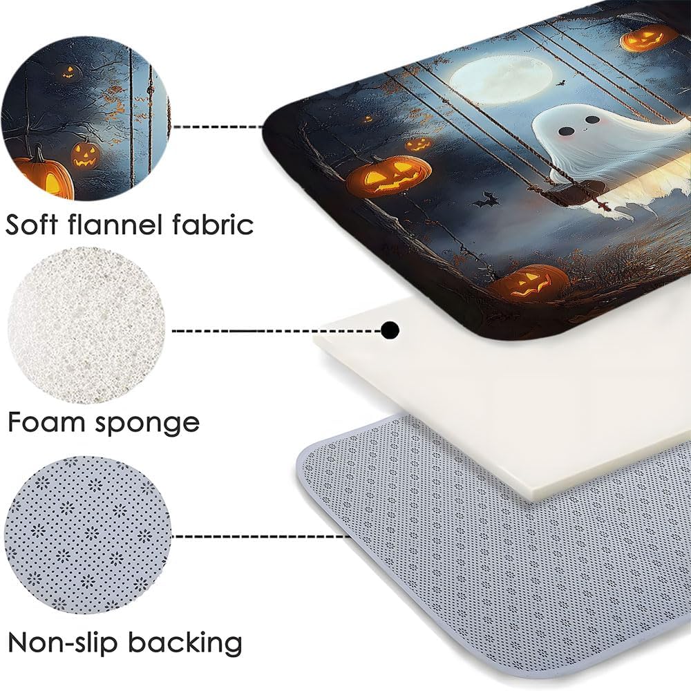 Halloween Ghost Bath Mat 16x24 Inch Non-Slip
