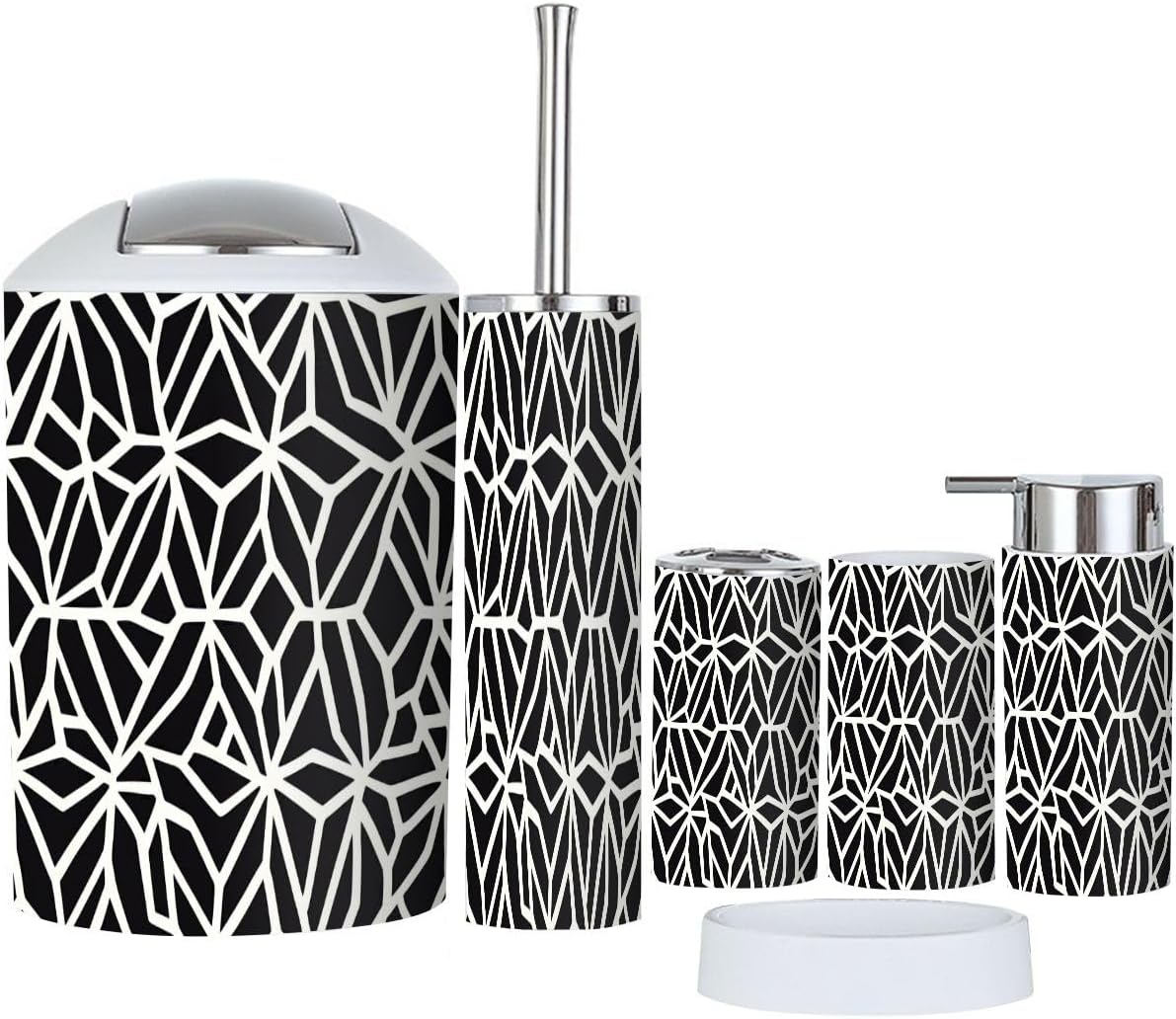 Boho Bathroom Accessory Set 6 Piece Modern Design