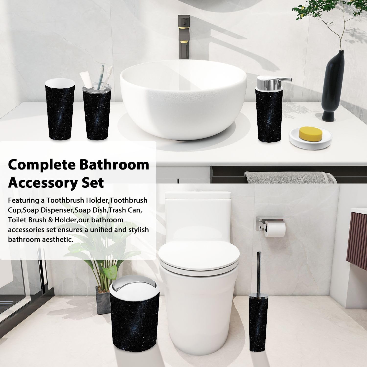 Boho Star Field Bathroom Accessory Set 6 Piece 1