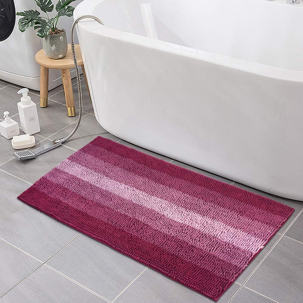 COSY HOMEER Fuchsia Bath Rug 44x26 Inch Non-Slip 1