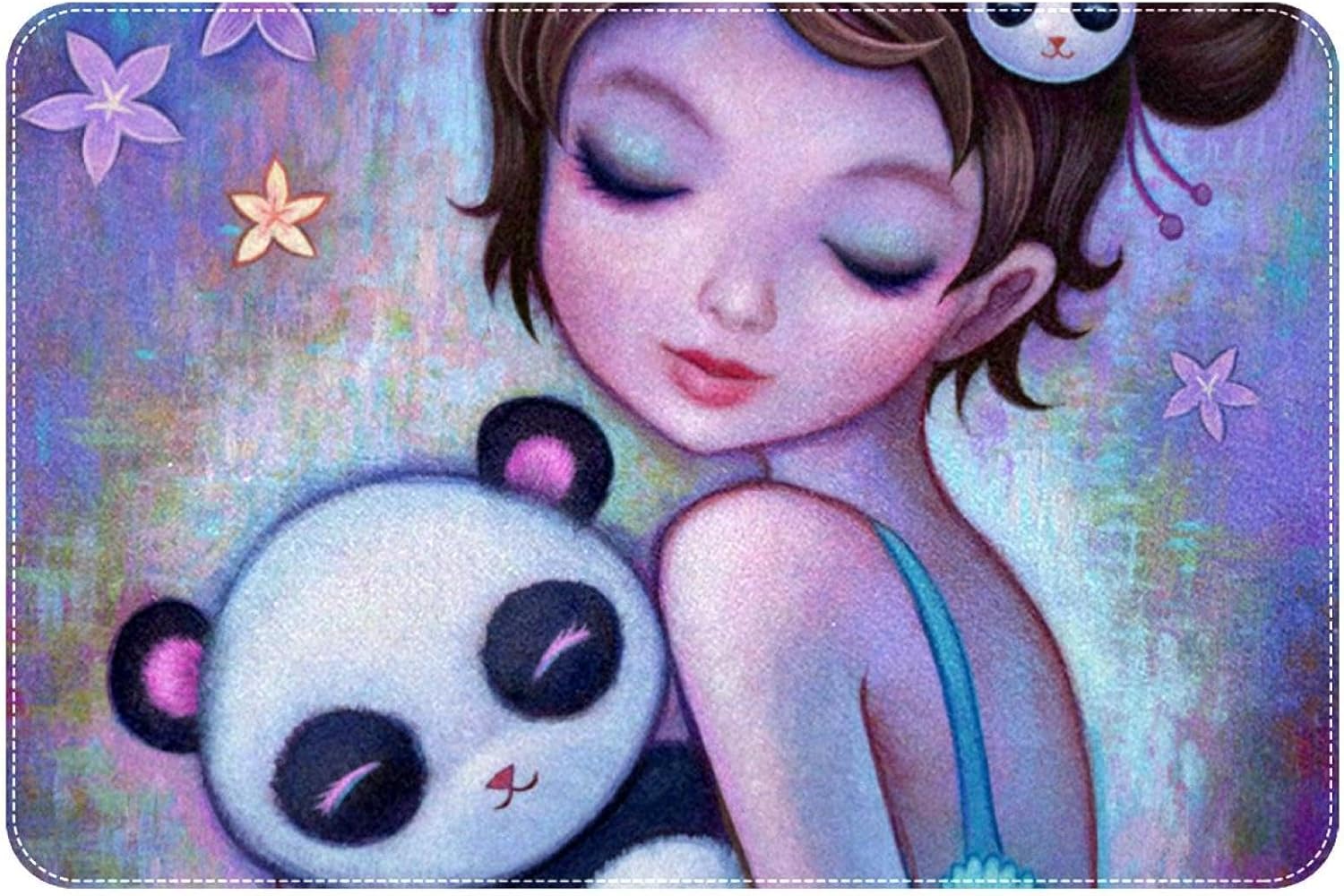 RSMYX Panda Girl Bath Rug 24x16 Non-Slip Door Mat