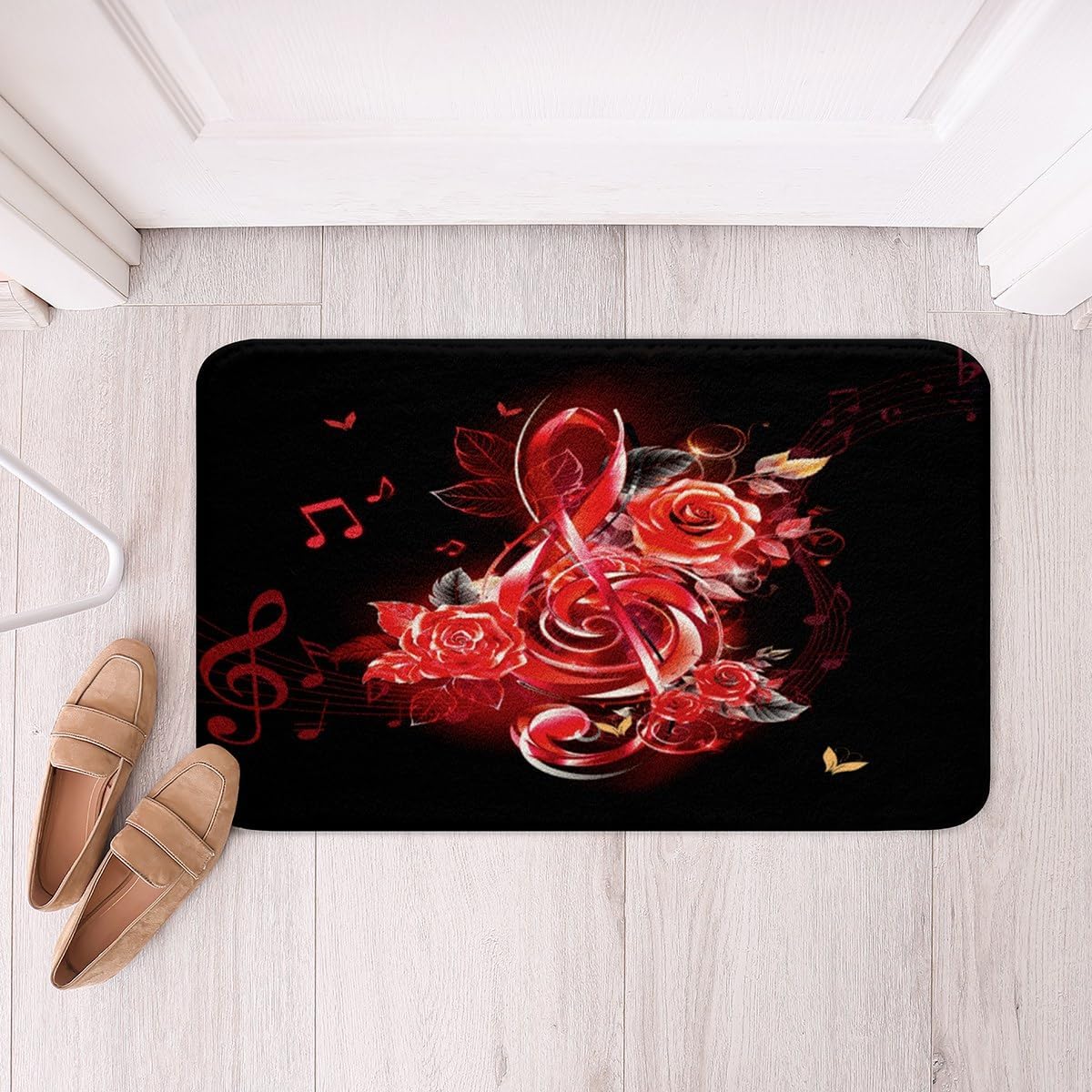 Jejeloiu Red Music Note Bathroom Rug 20x32