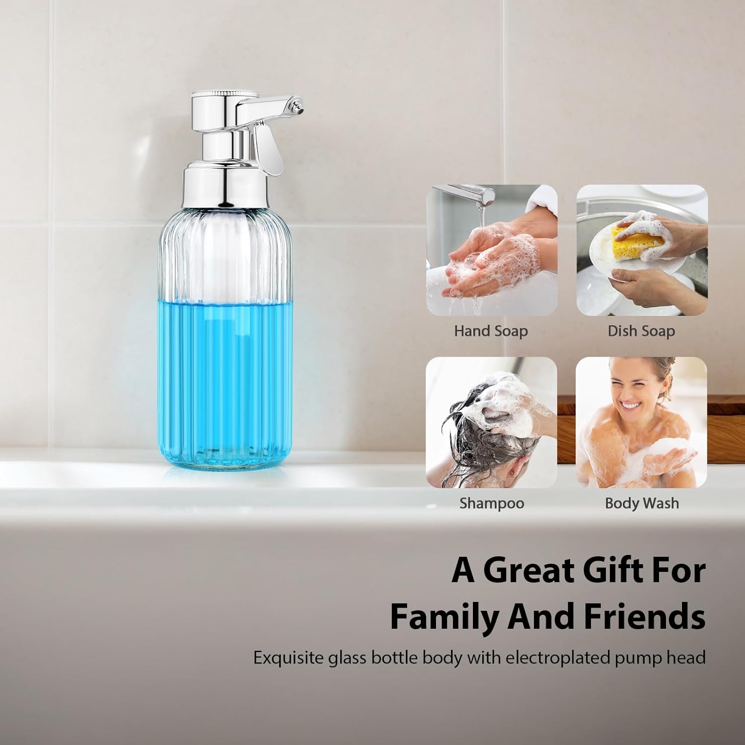 Monstake Touch Operated Soap Dispenser 16 OZ Clear Glass 1