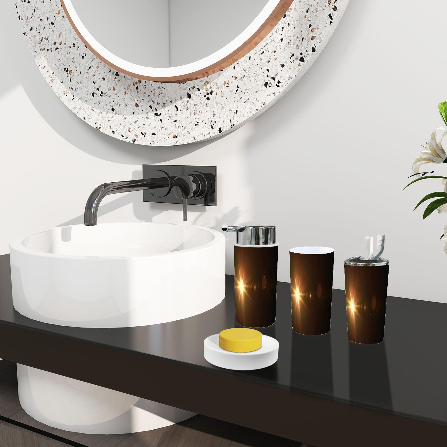 Boho Bathroom Accessory Set 6 Piece Modern Minimalist