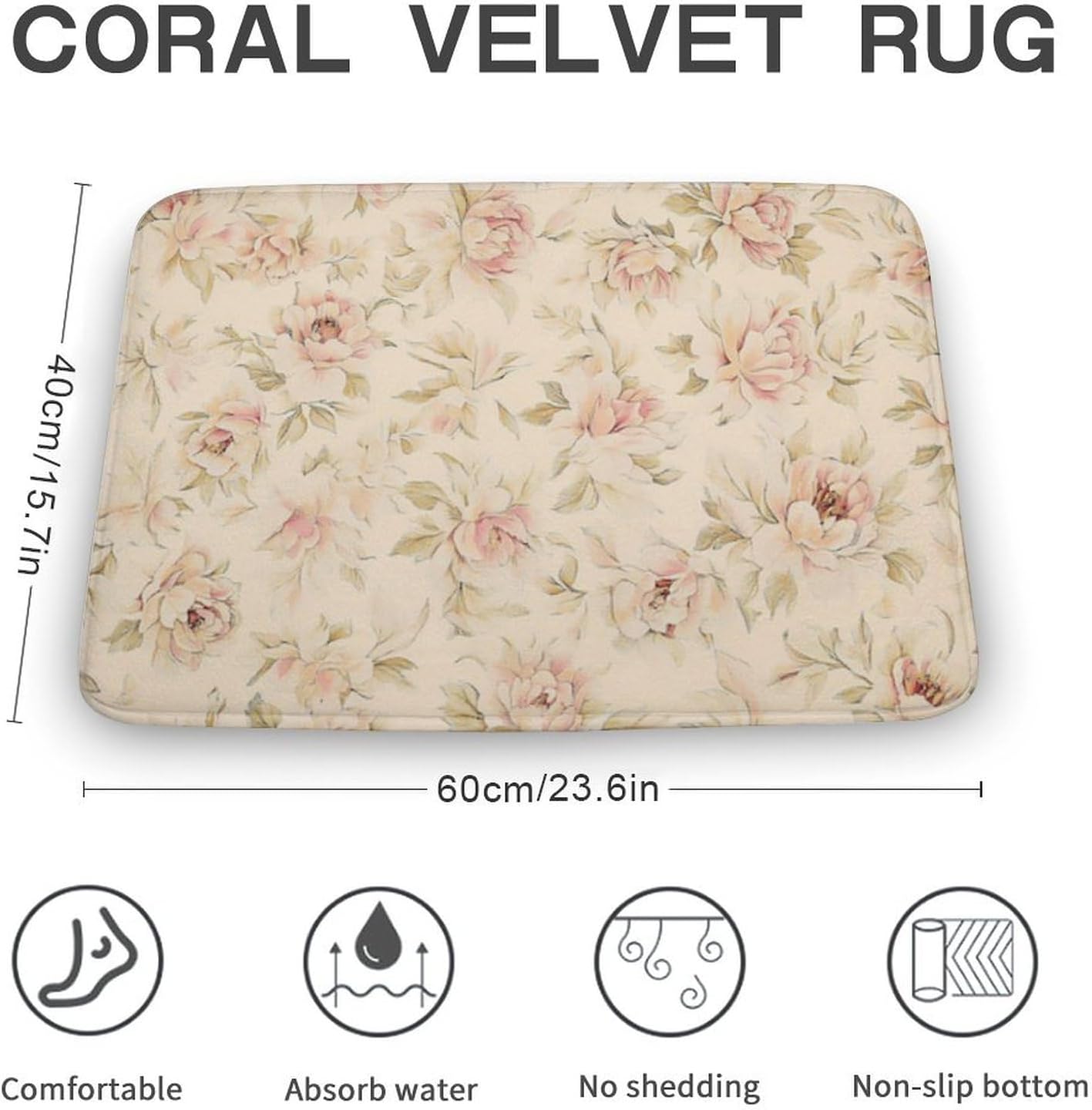 Absorbent Soft Flower Bath Mat 16x24