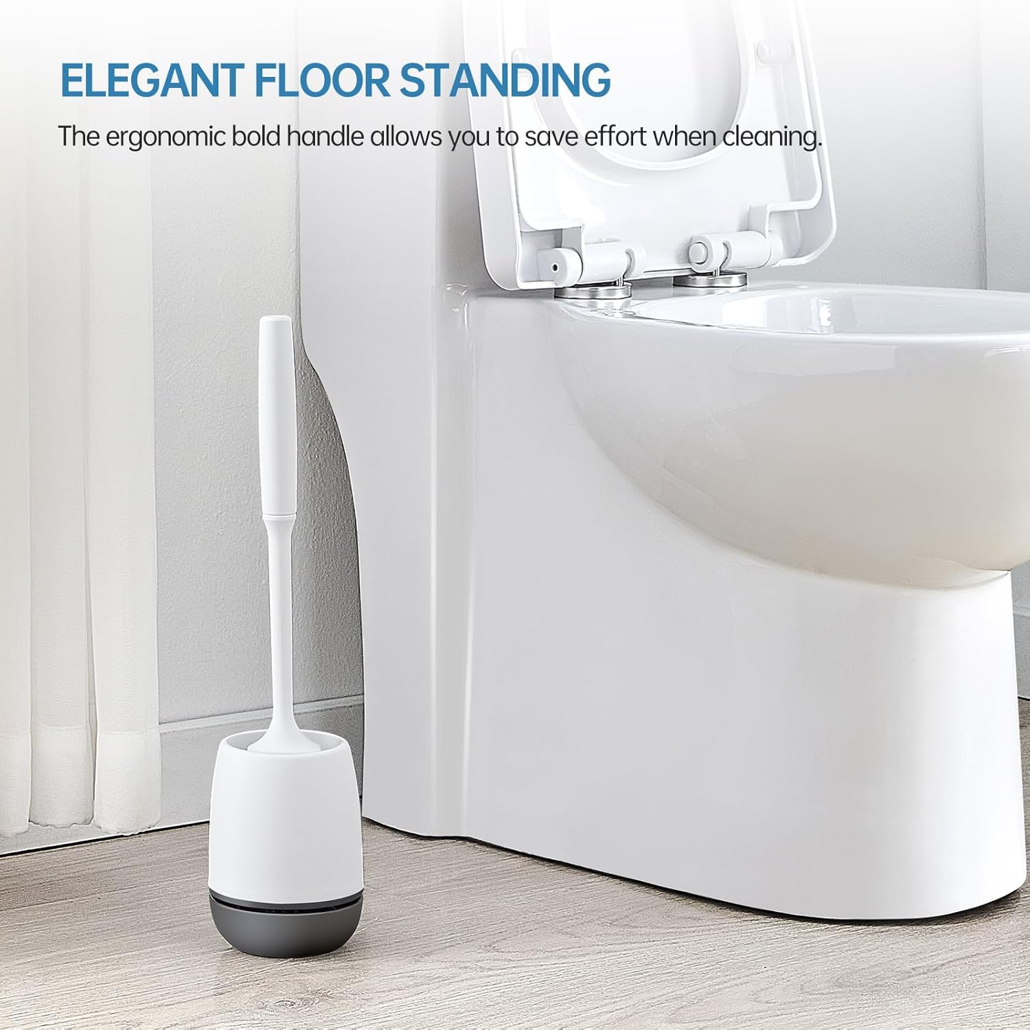 VANZAVANZU Toilet Brush with Holder Set for Deep Cleaning