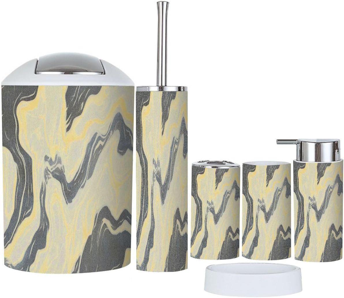Boho Marble Bathroom Accessory Set 6 Piece