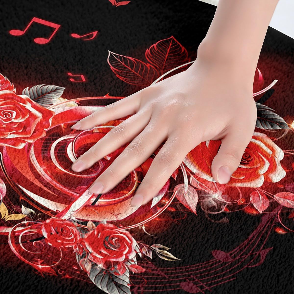 Jejeloiu Red Music Note Bathroom Rug 20x32