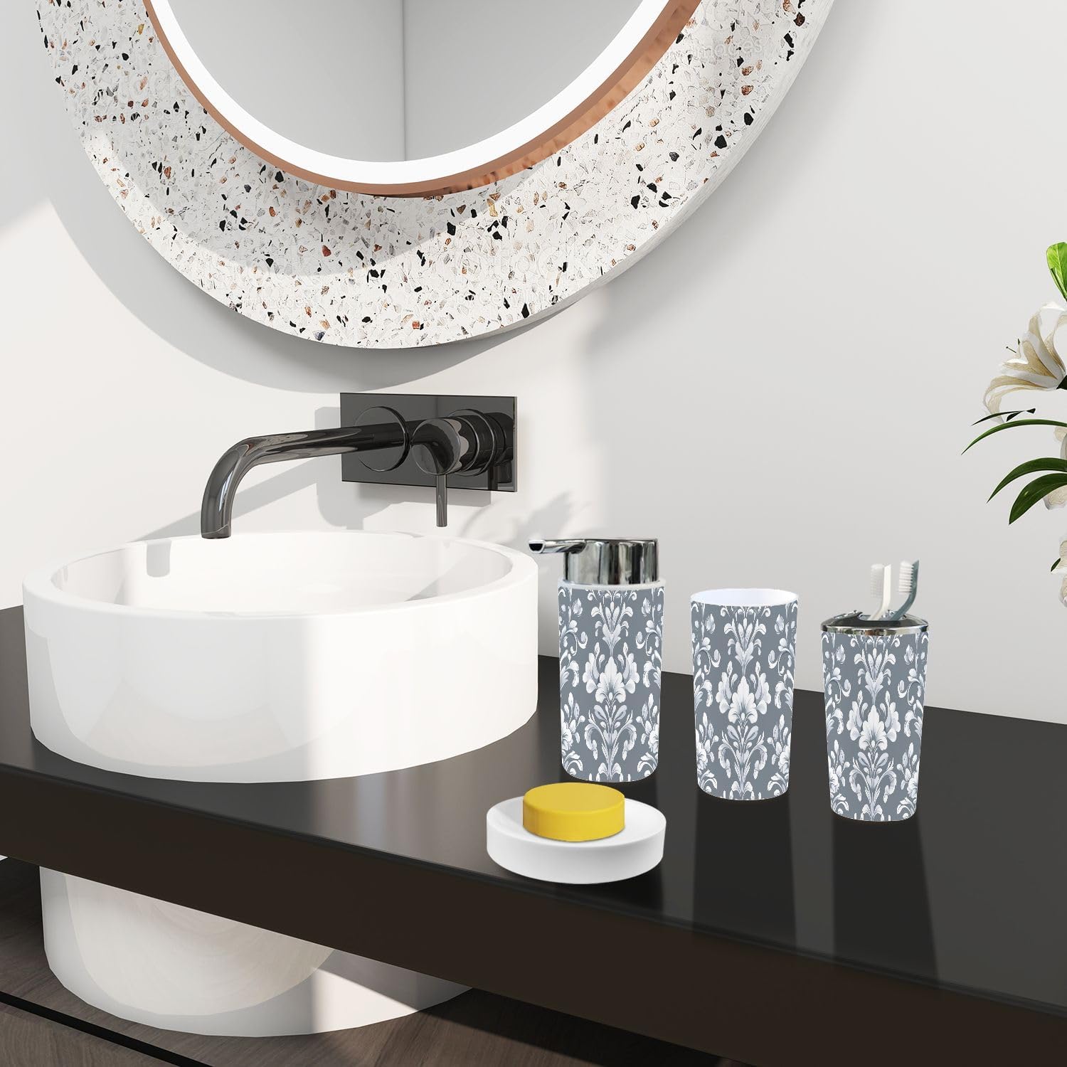 TRANQDEHOM 6 Piece Boho Bathroom Accessory Set