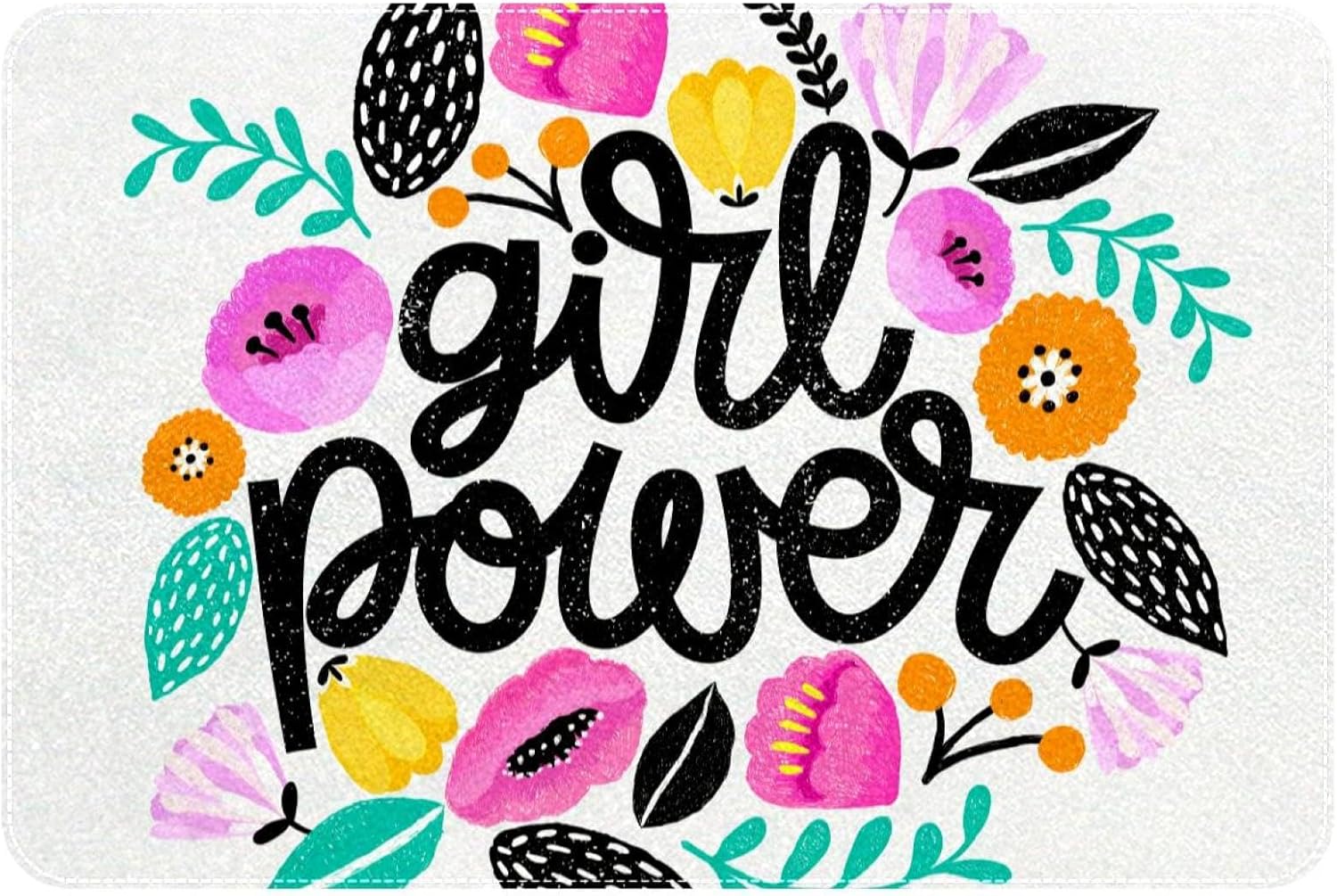 Girl Power Bath Rug Non Slip Door Mat 24x16