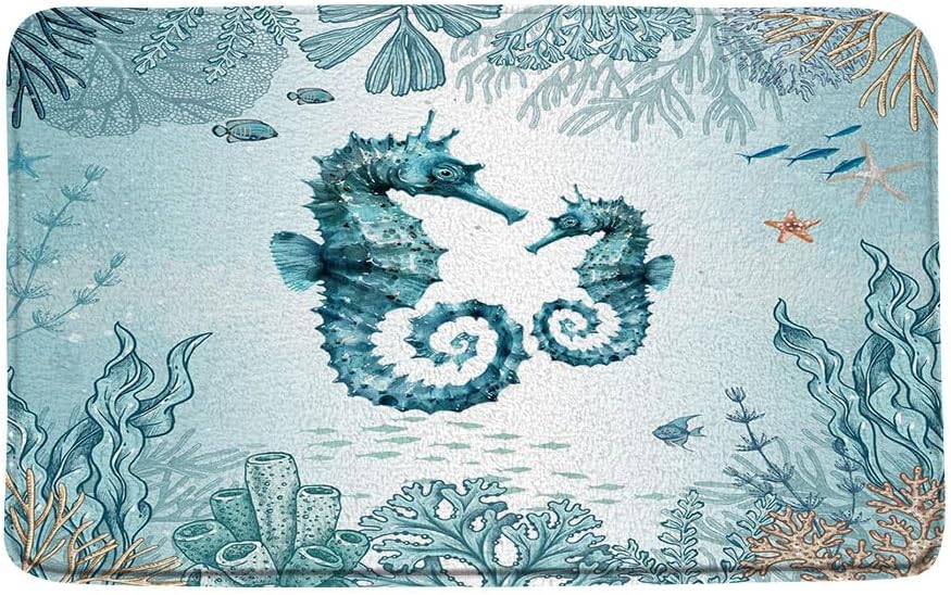 Coastal Beach Bath Rug 16x24 Inch Non-Slip