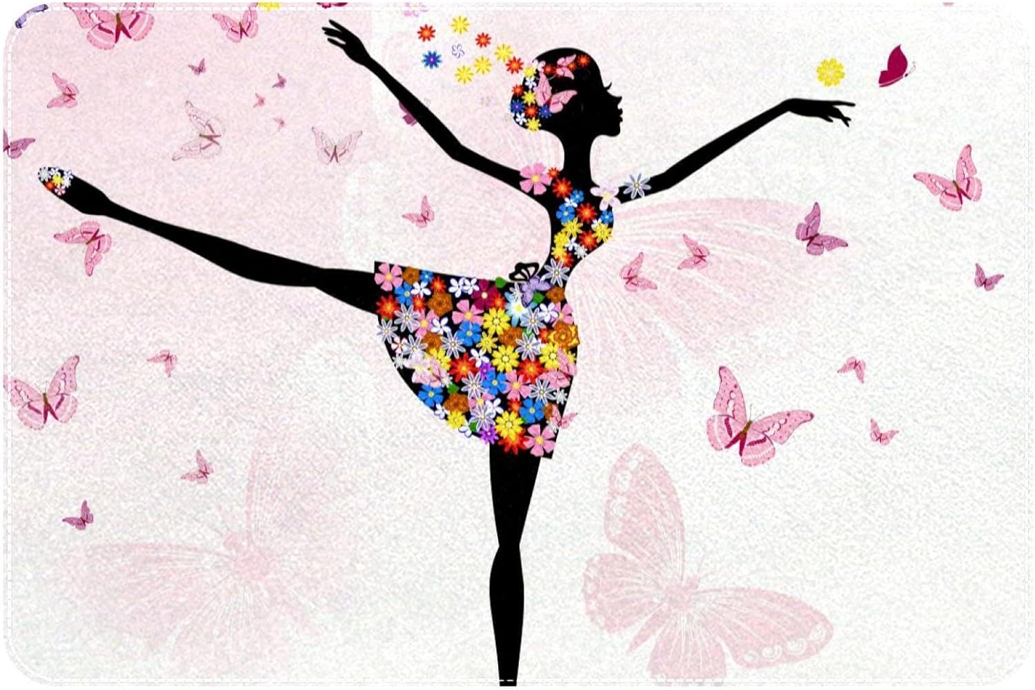 Dancing Girl Bath Rug 24x16 Non-Slip Door Mat