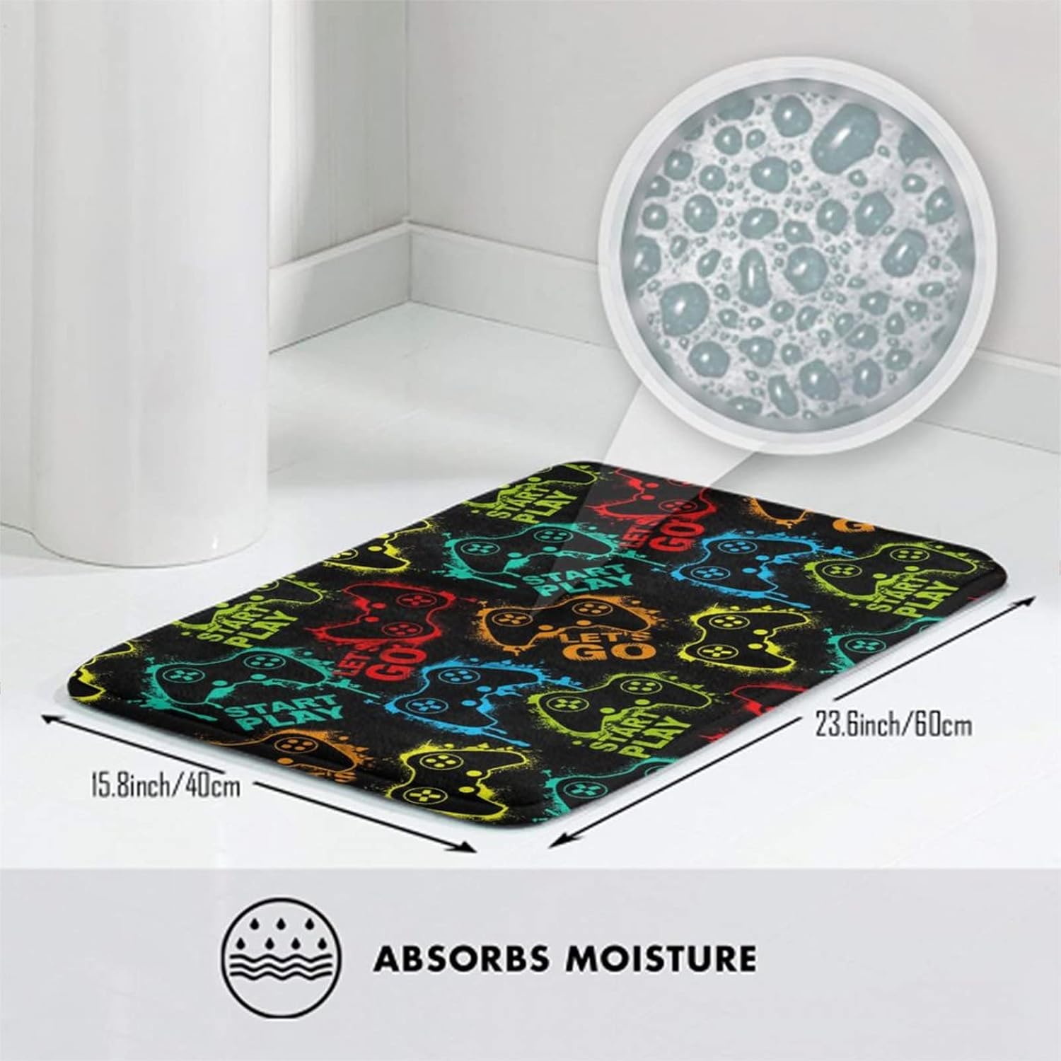 MZERSE Quick Dry Bath Mat with Cool Pattern