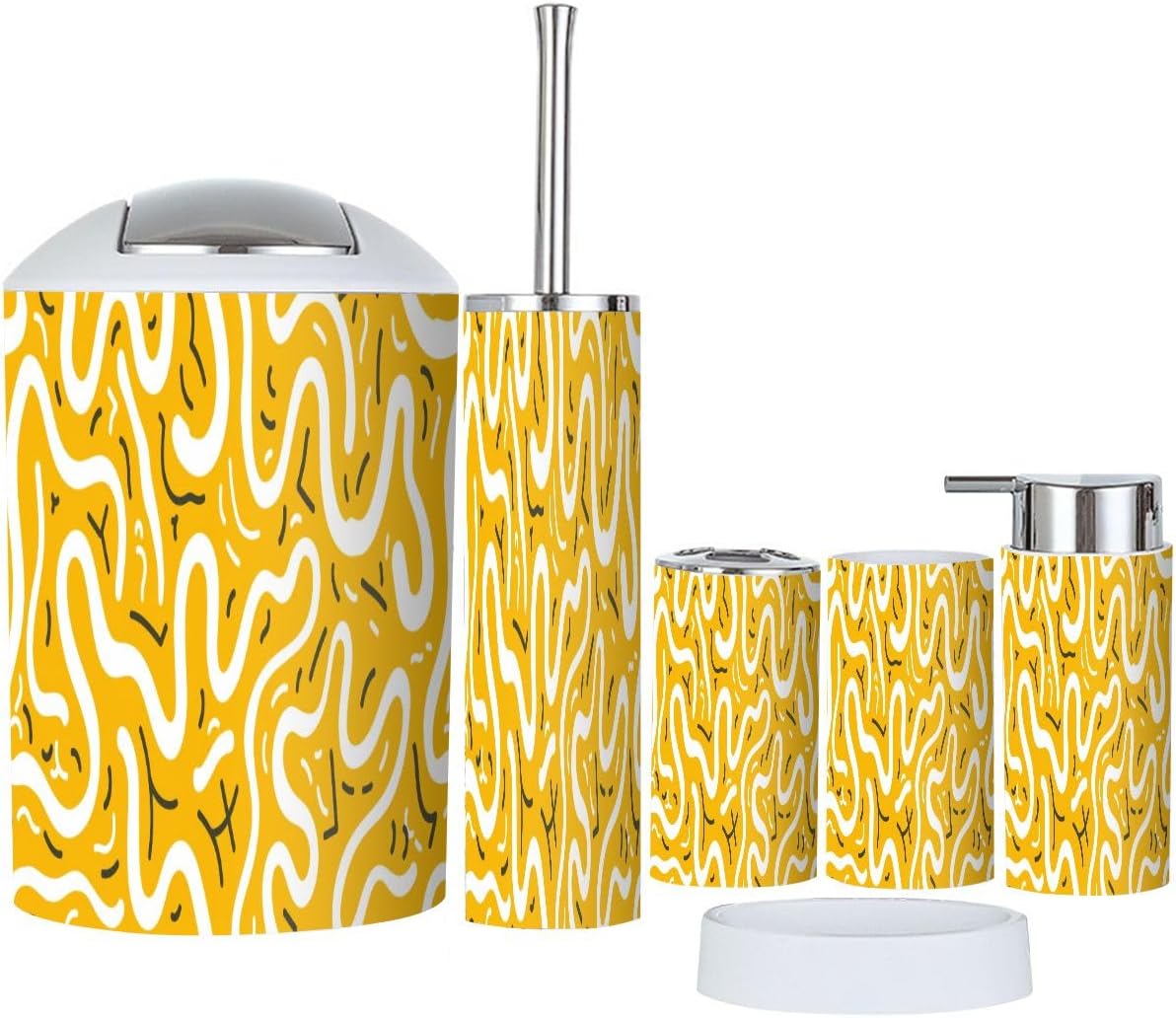 Boho Doodle Bathroom Accessory Set 6 Piece