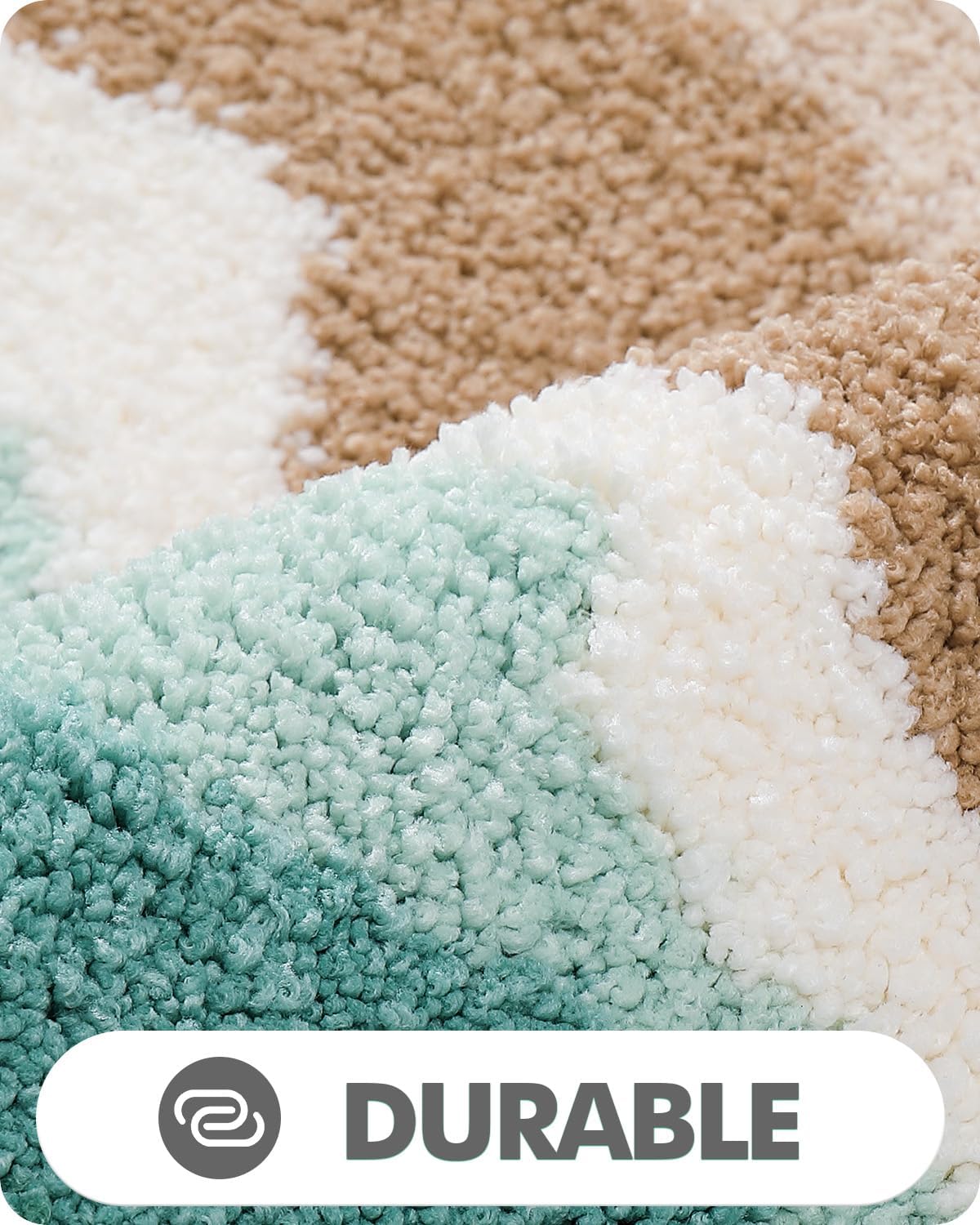 LUMI Bath Mats with Wave Designs Non-Slip Machine Washable