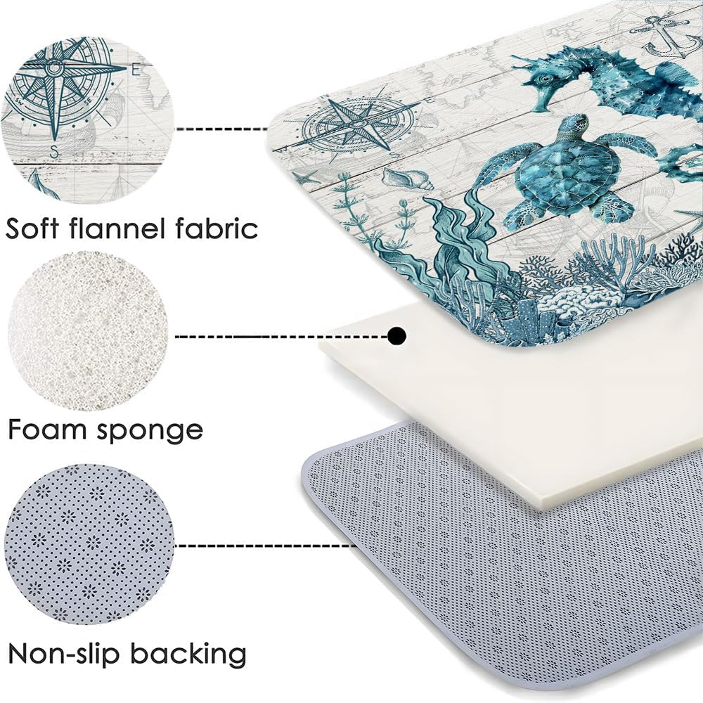 Beach Turtle Bath Rug 16x24 Inch Non-Slip 1