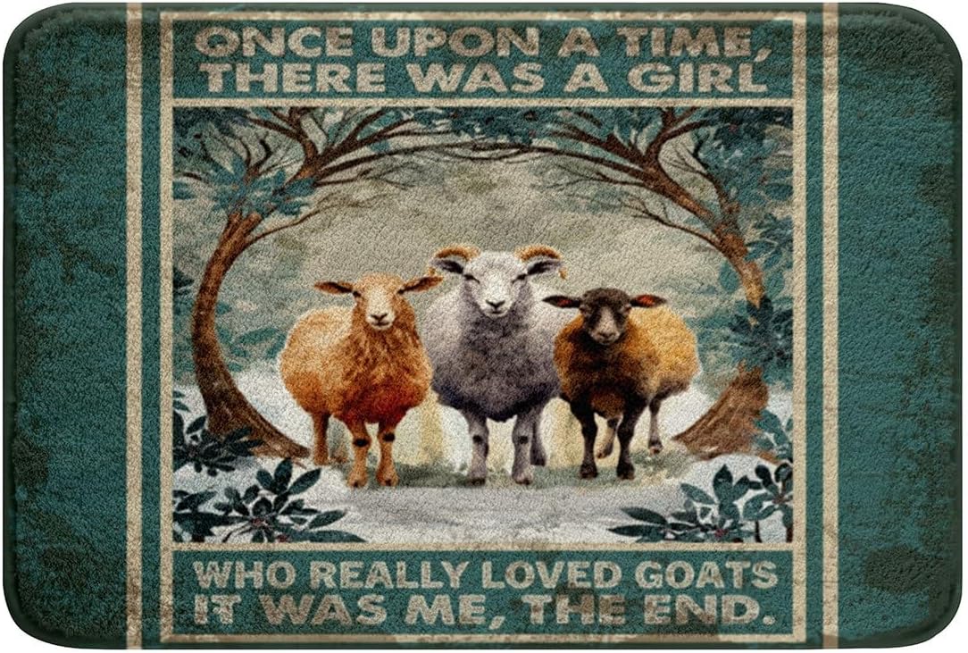 Kids Cute Goat Bath Rug Farmhouse Design